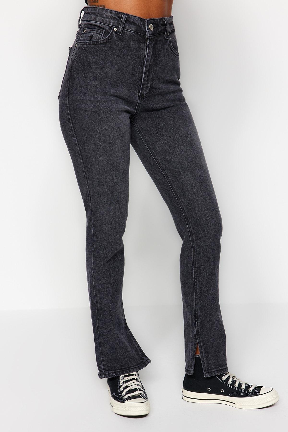 Black Denim Bootcut Jeans, Black, large image number 4