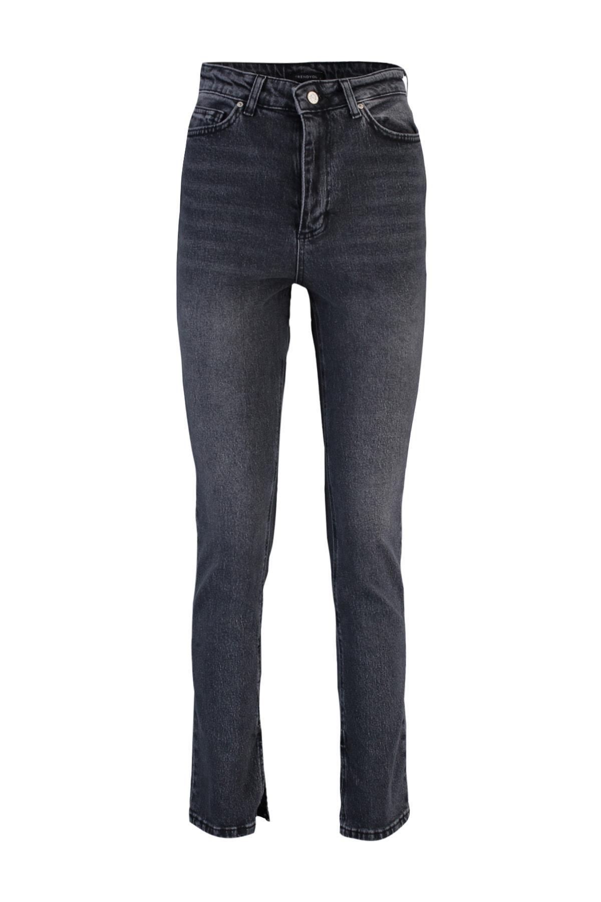 Black Denim Bootcut Jeans, Black, large image number 5