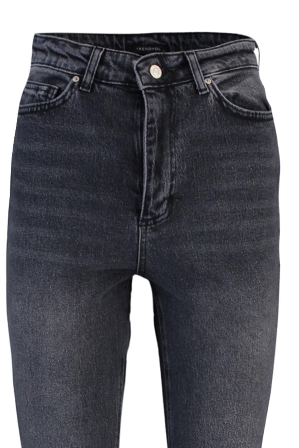 Black Denim Bootcut Jeans, Black, large image number 6