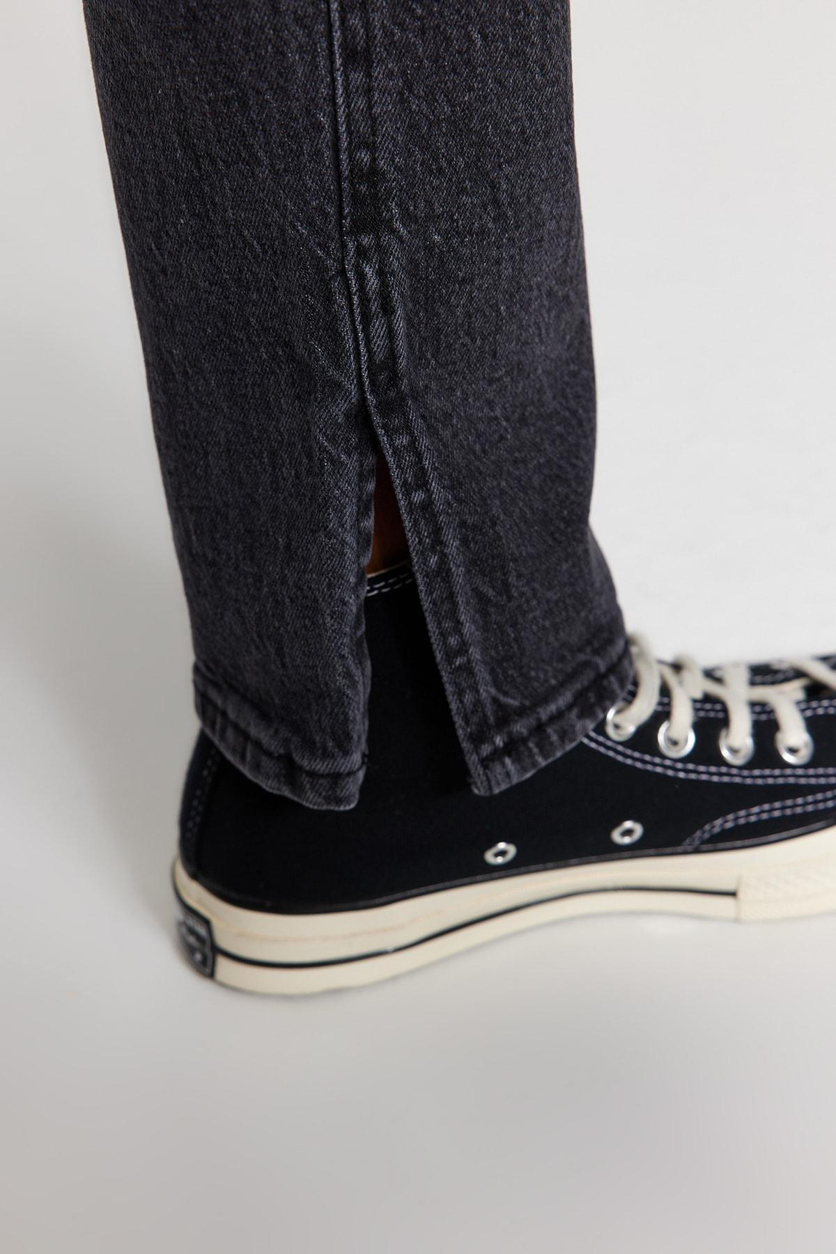Black Denim Bootcut Jeans, Black, large image number 7