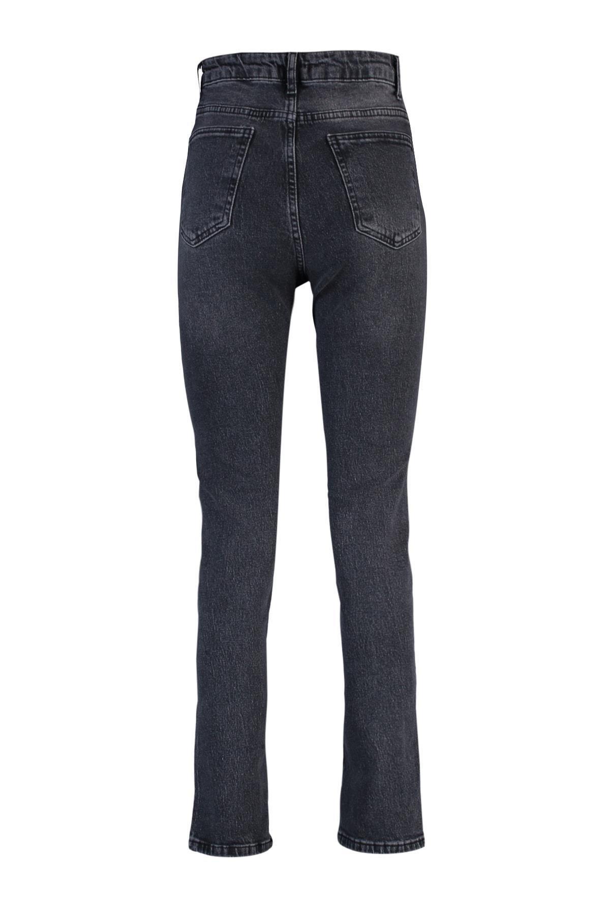 Black Denim Bootcut Jeans, Black, large image number 8