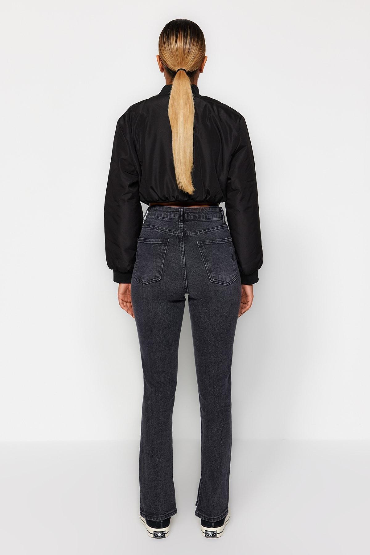 Black Denim Bootcut Jeans, Black, large image number 9