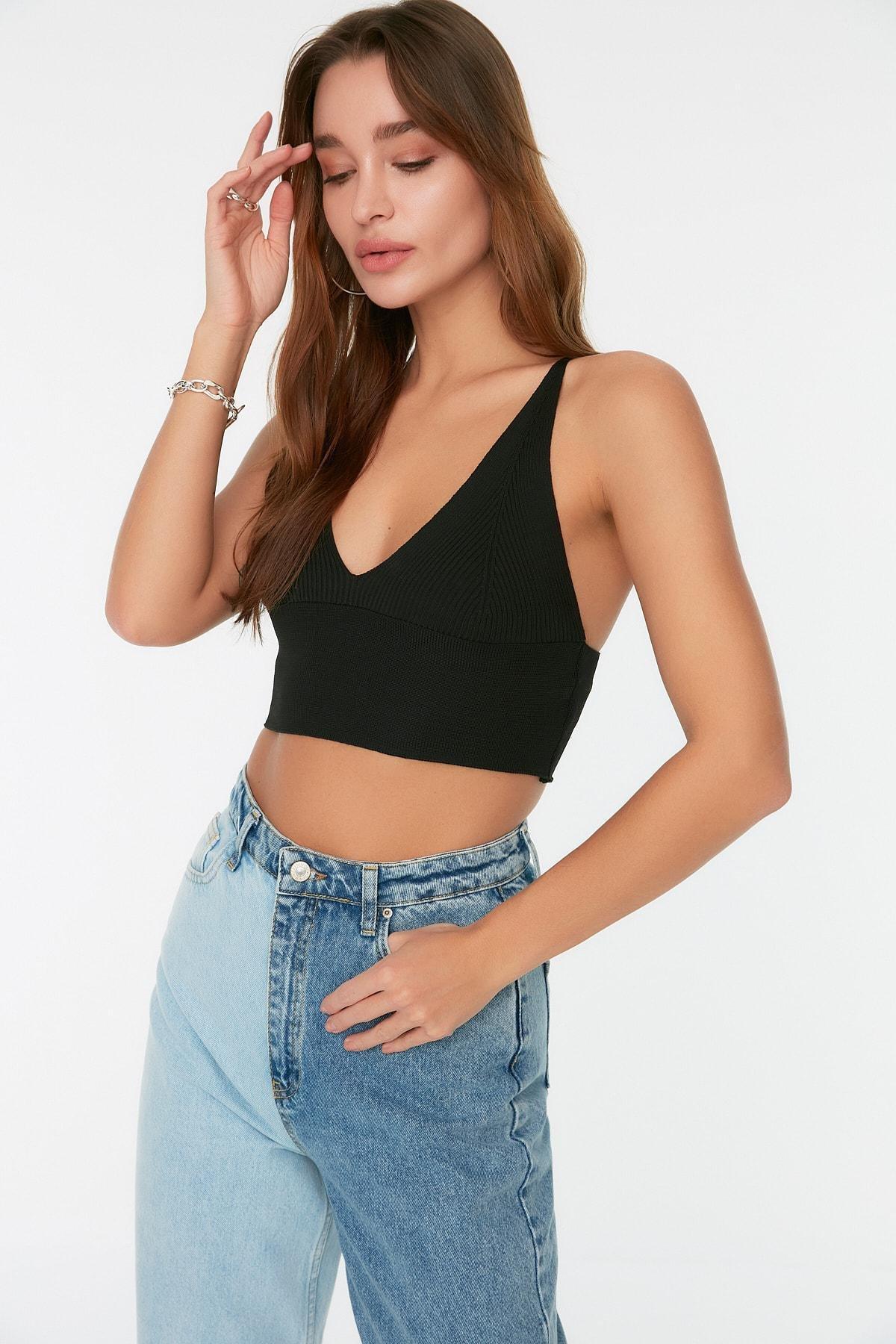 Black V Neck Blouse, , large image number 0