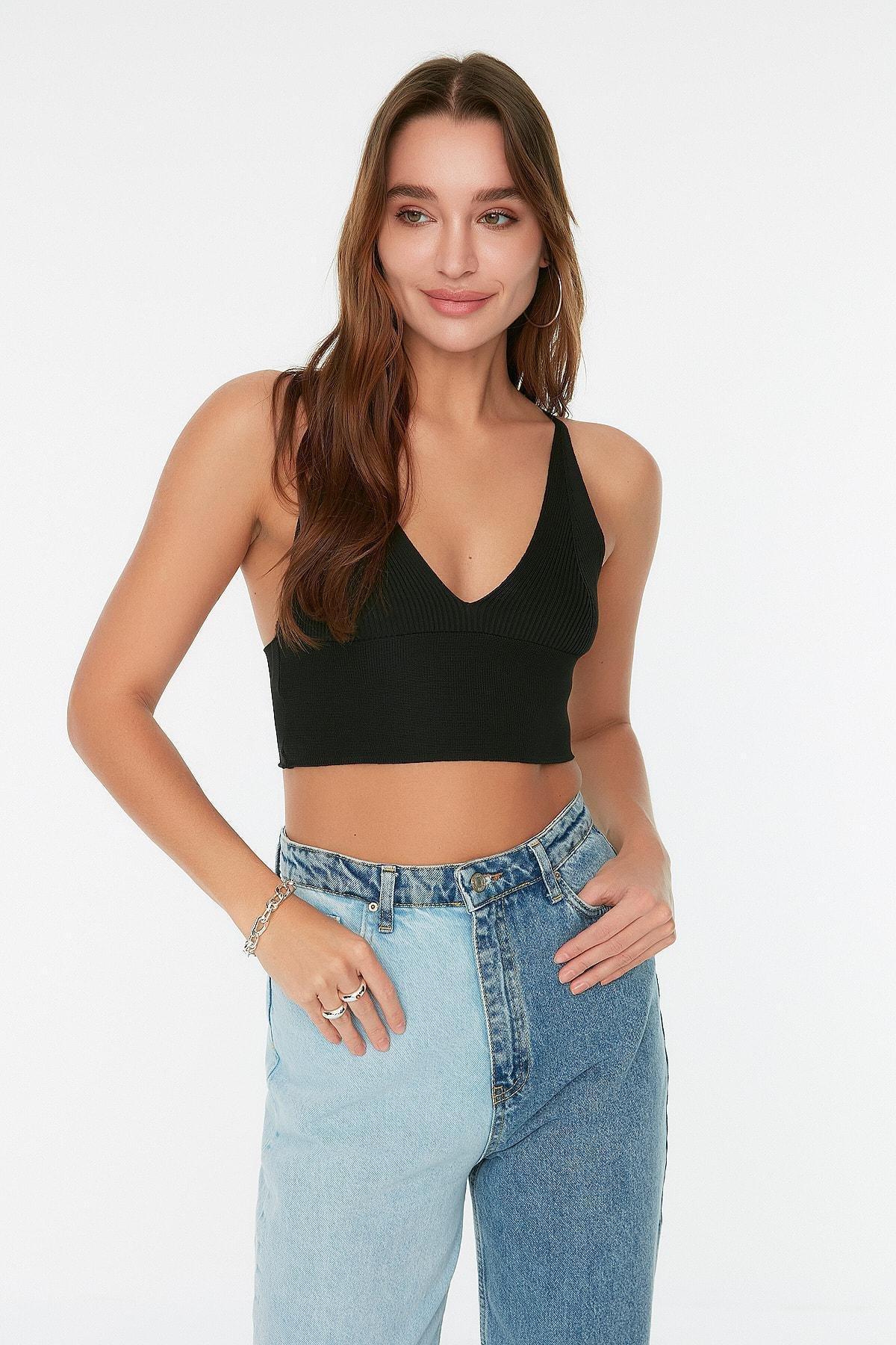 Black V Neck Blouse, , large image number 2