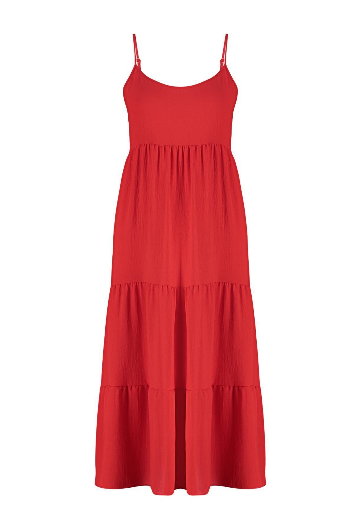 Red Woven Midi Dress, , large image number 5