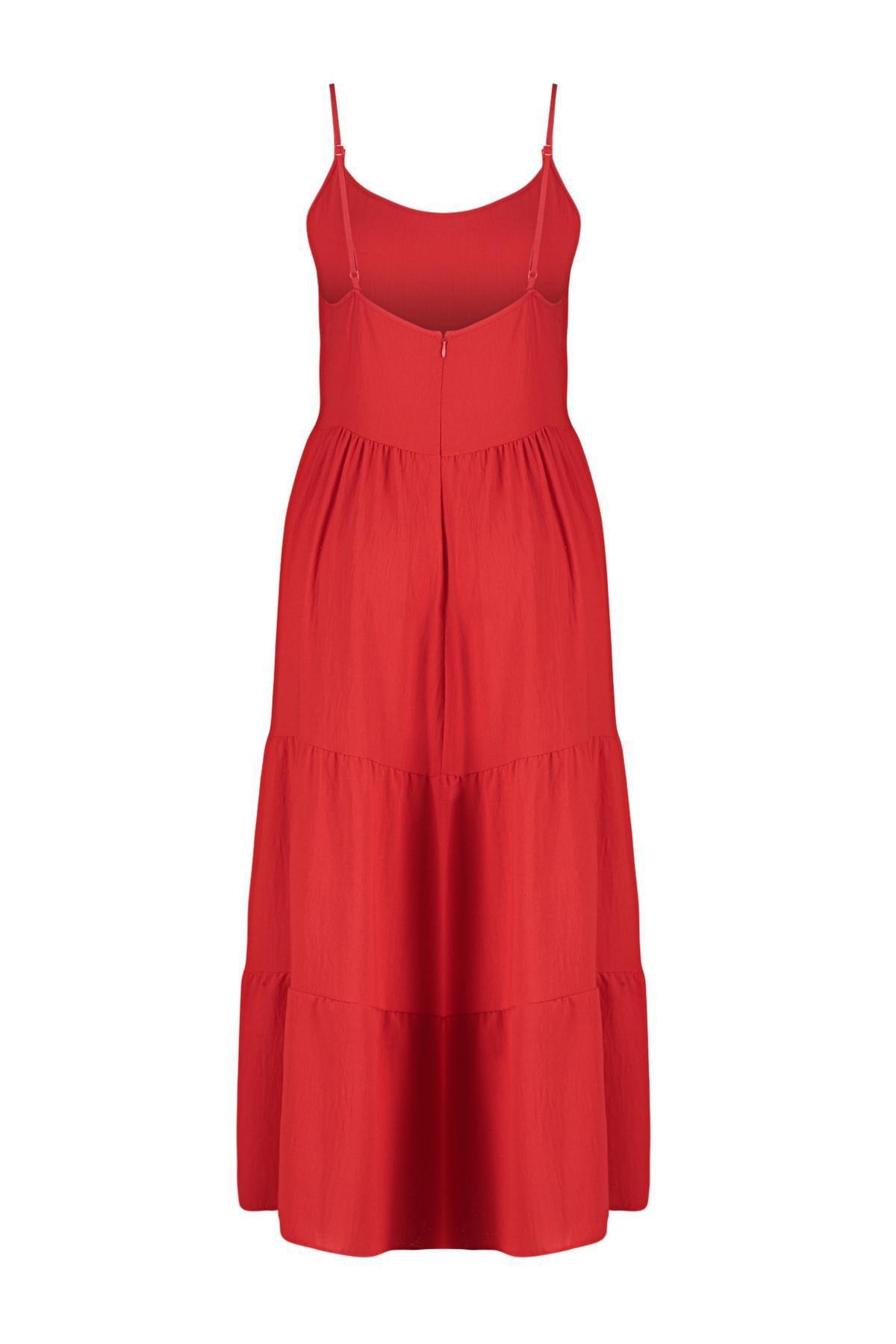 Red Woven Midi Dress, , large image number 6