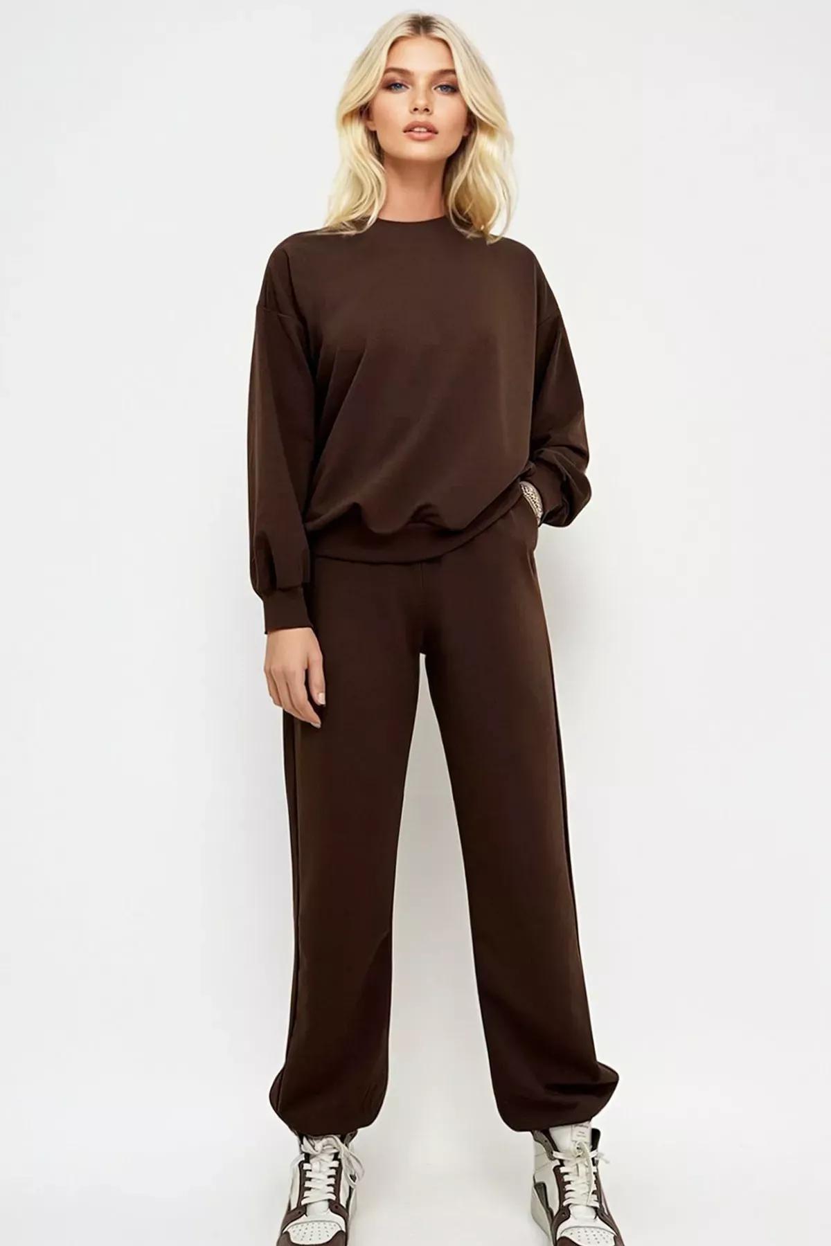 Brown Bike Neck Elastic Tracksuit, , large image number 0