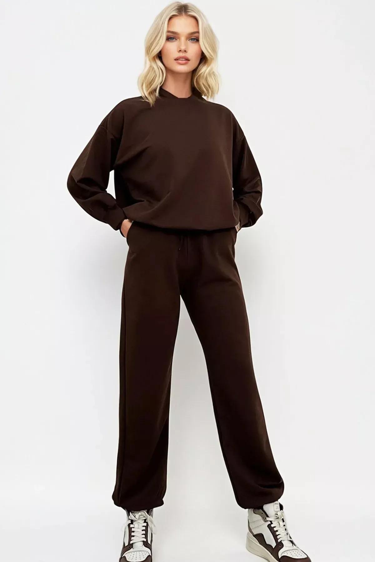 Brown Bike Neck Elastic Tracksuit, , large image number 1