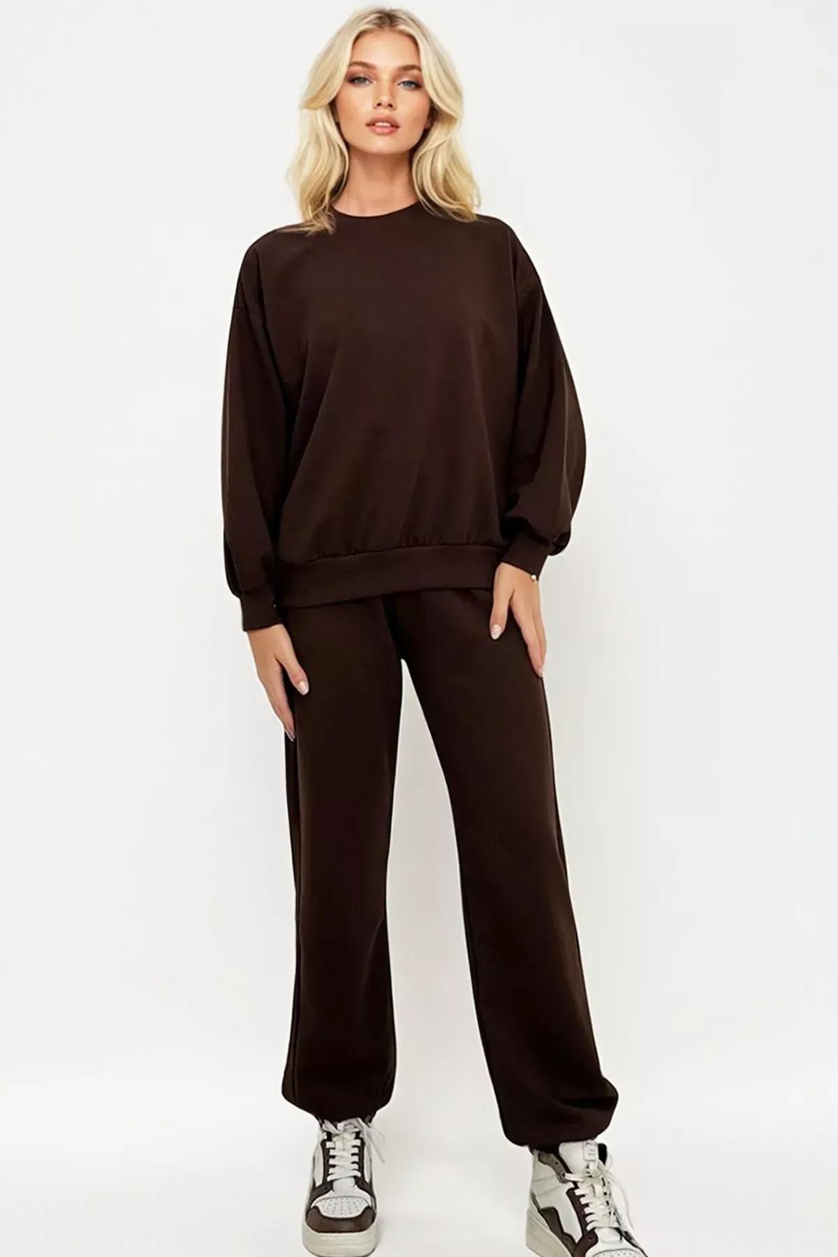 Brown Bike Neck Elastic Tracksuit, , large image number 2