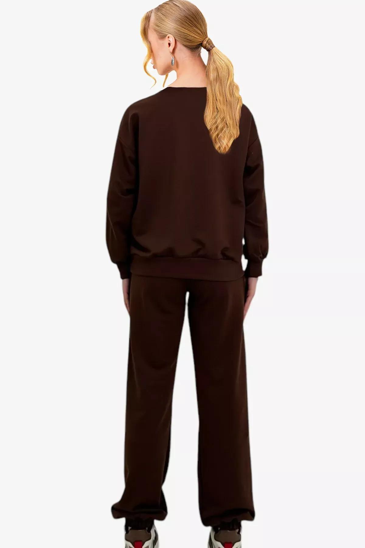 Brown Bike Neck Elastic Tracksuit, , large image number 3