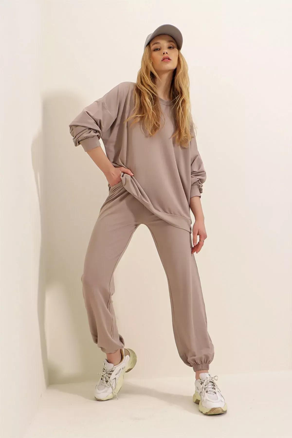 Black Ribbed Lycra Leggings, Beige, medium