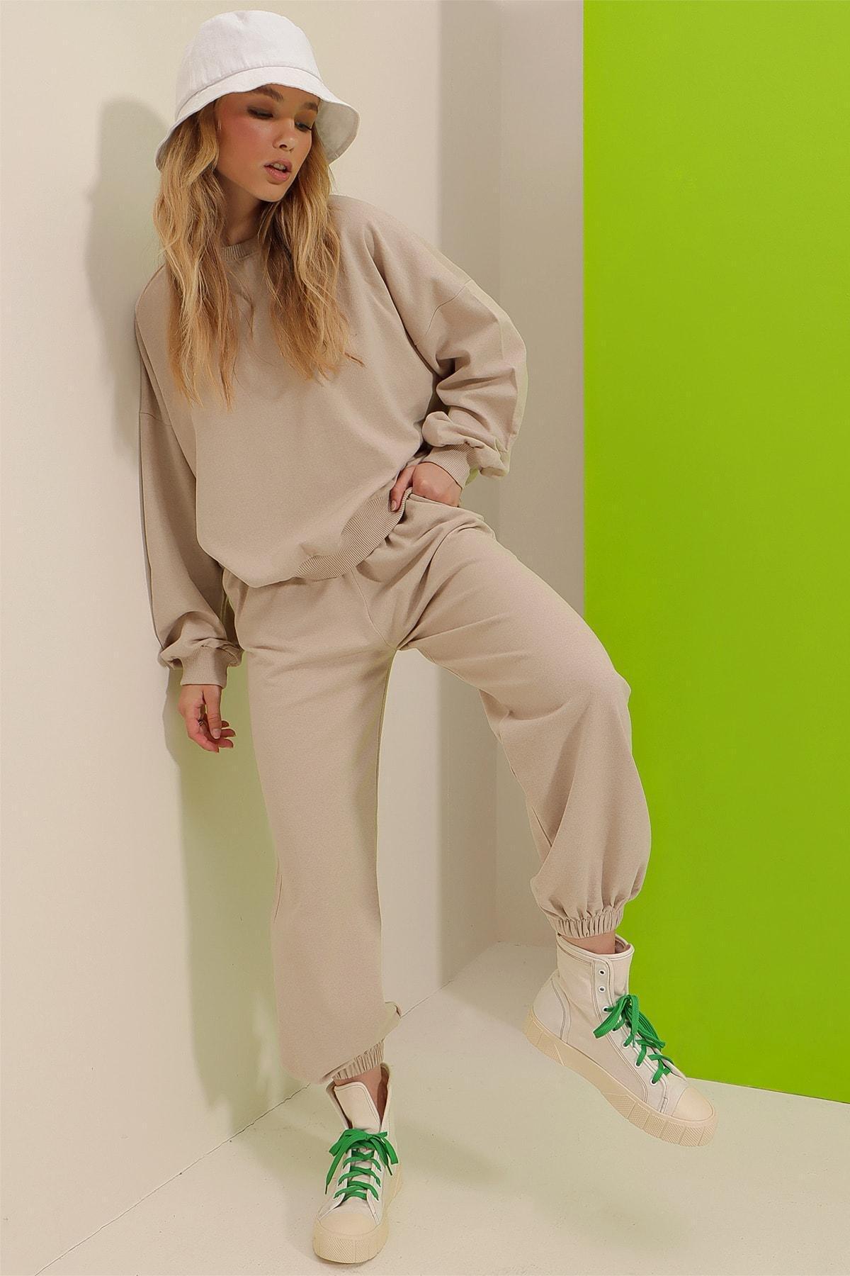 Black Ribbed Lycra Leggings, Beige, large image number 4