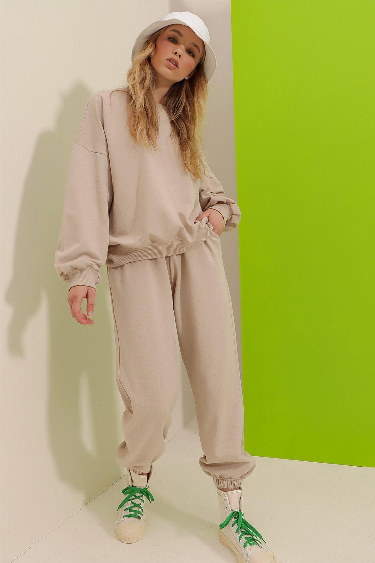 Black Ribbed Lycra Leggings, Beige, large image number 10