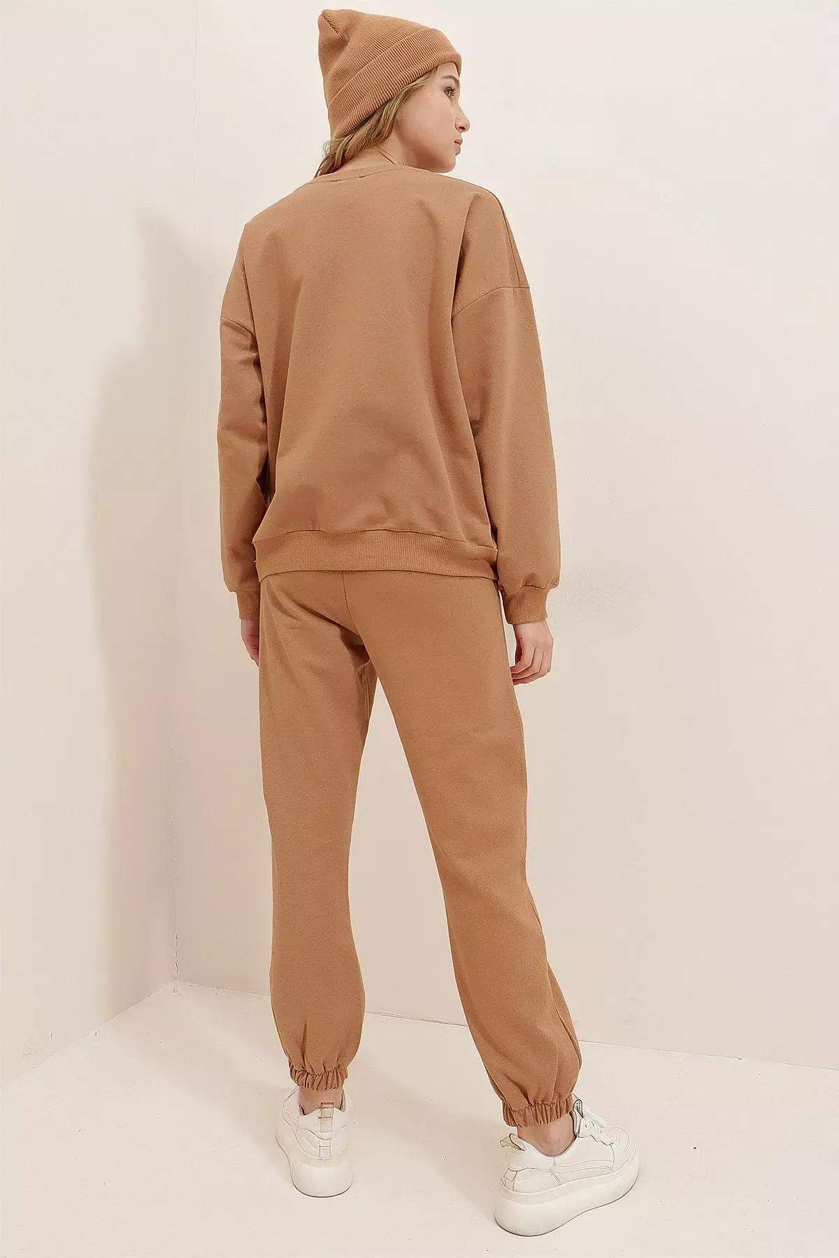 Black Ribbed Lycra Leggings, Beige, large image number 11