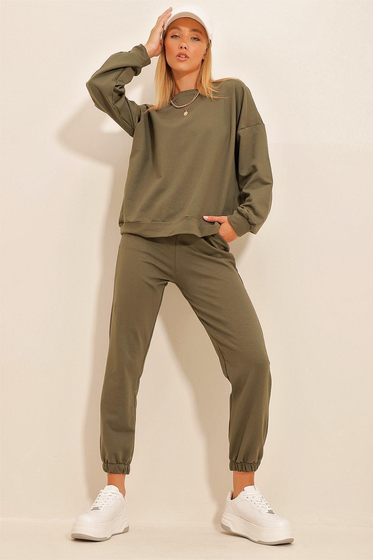Khaki Crew Neck Sweatsuit, , large image number 3