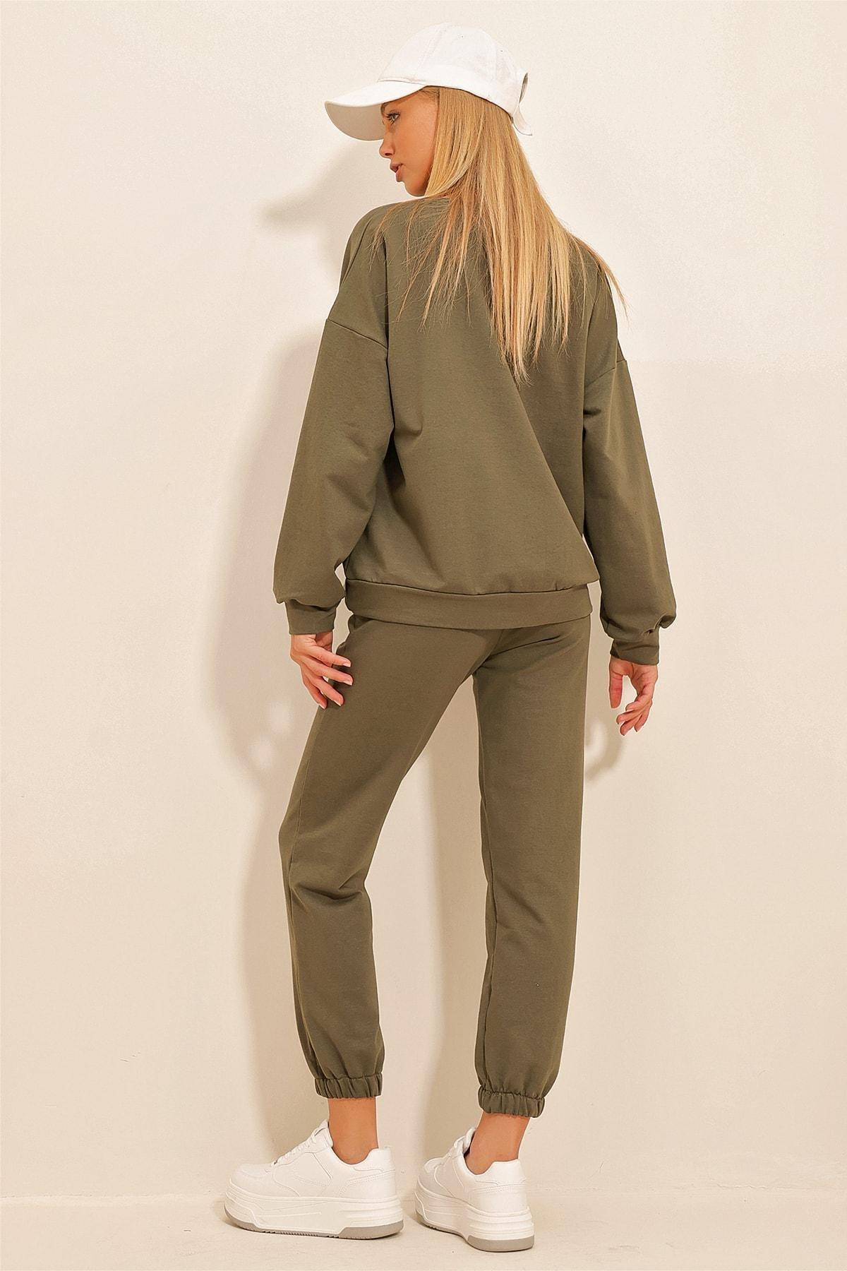 Khaki Crew Neck Sweatsuit, , large image number 4