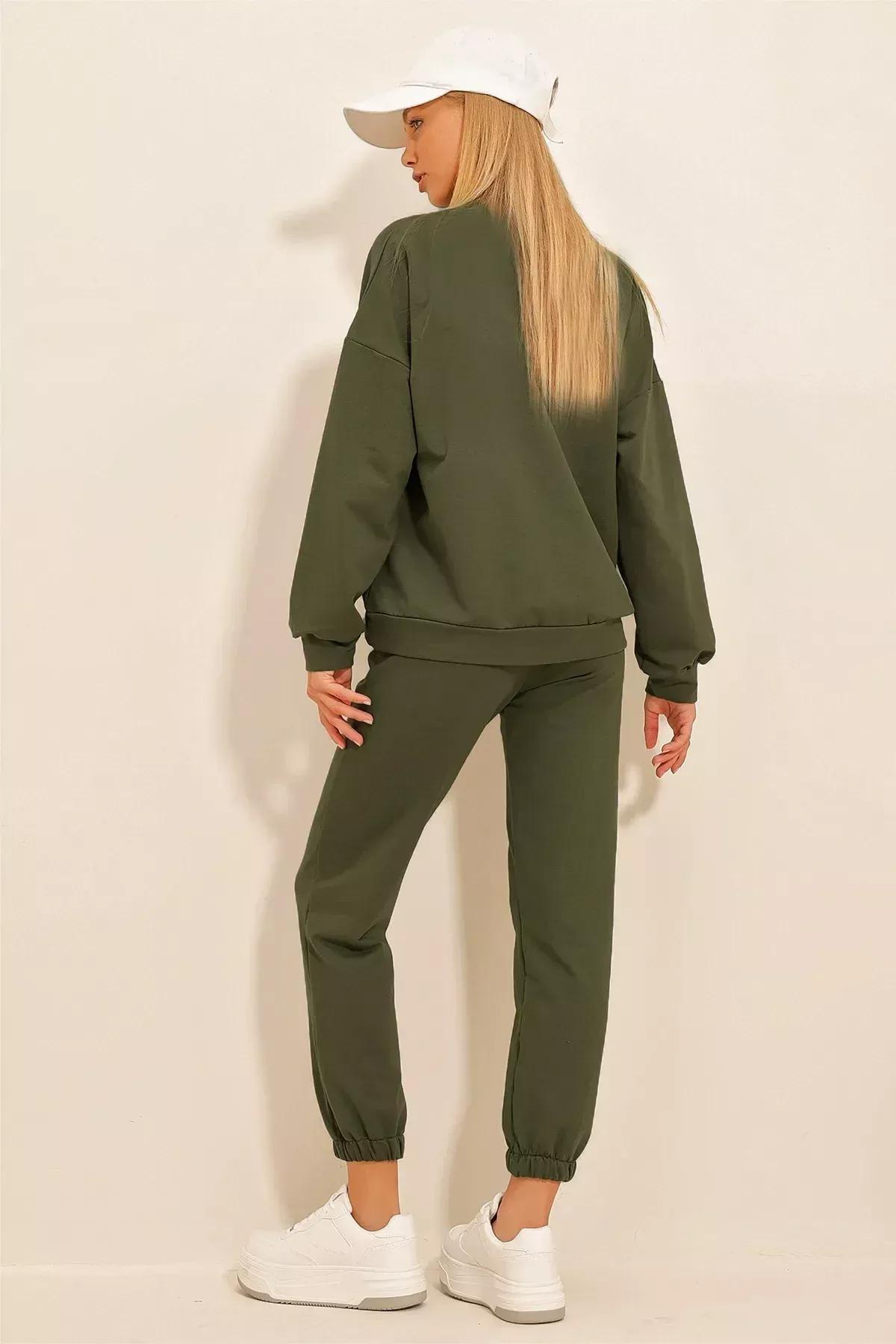 بدلة رياضية بفتحة رقبة مستديرة، كاكي, Khaki, large image number 4