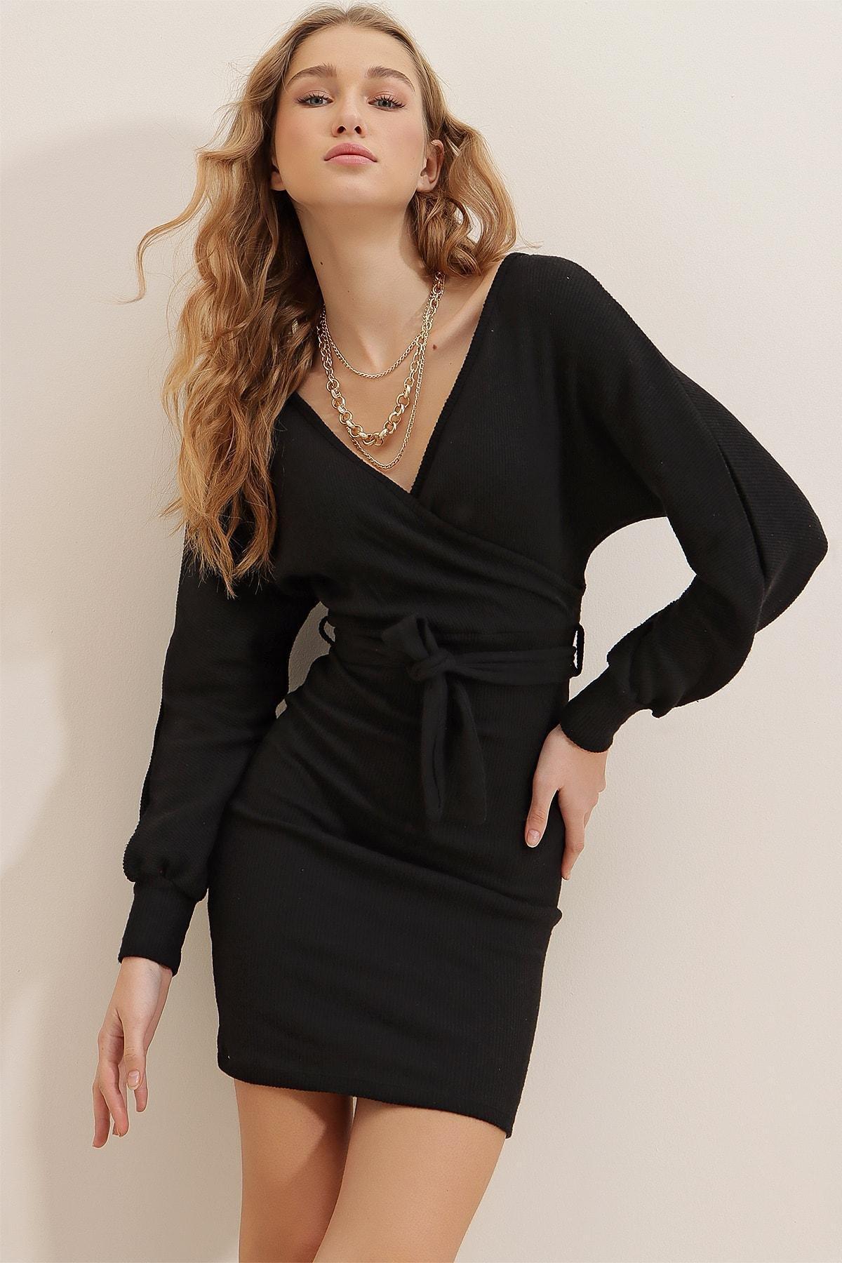 Black Batwing Sleeve Bodycon Dress, , large image number 1