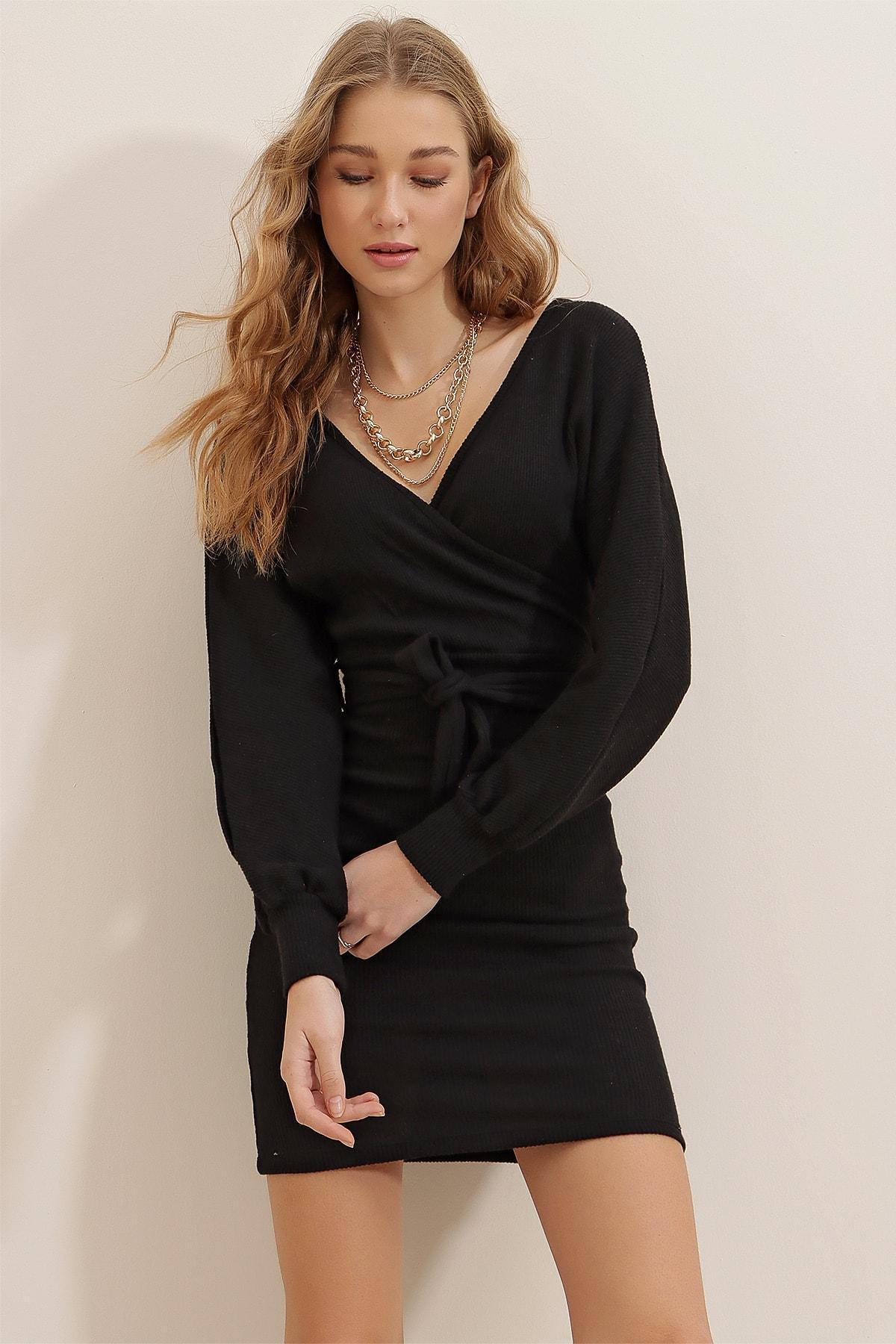 Black Batwing Sleeve Bodycon Dress, , large image number 4