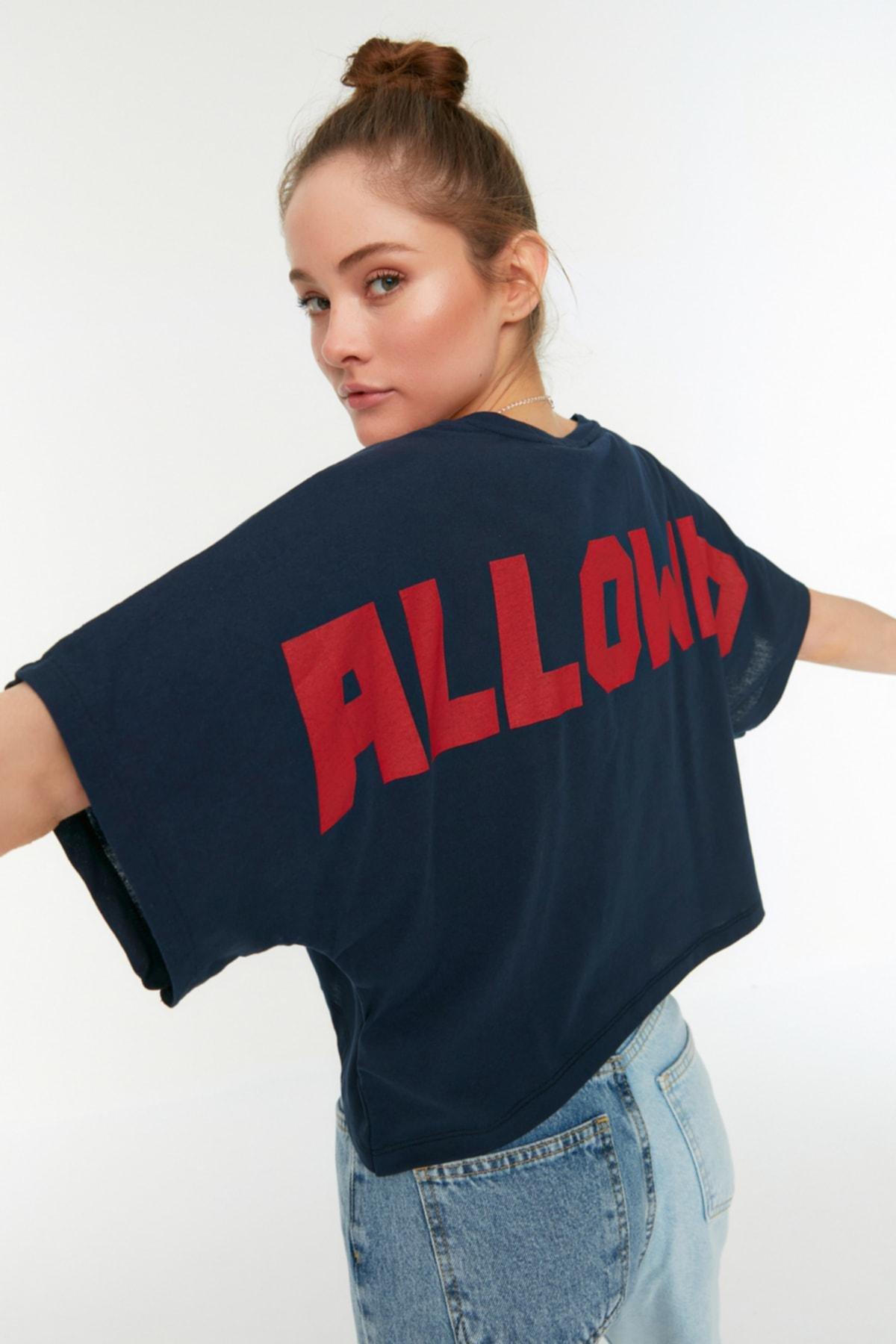 Navy Relaxed Crew Neck Tshirt, , medium
