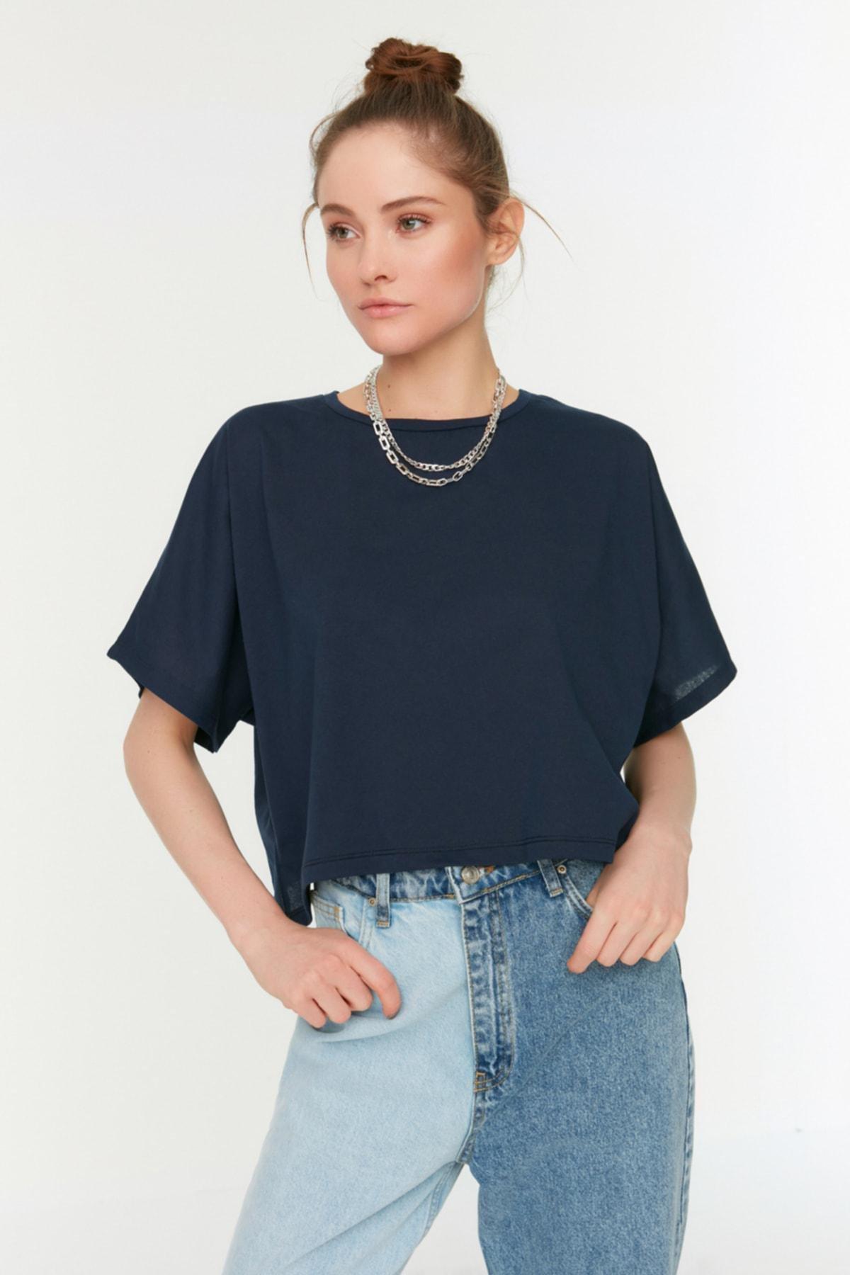 Navy Relaxed Crew Neck Tshirt, , large image number 1