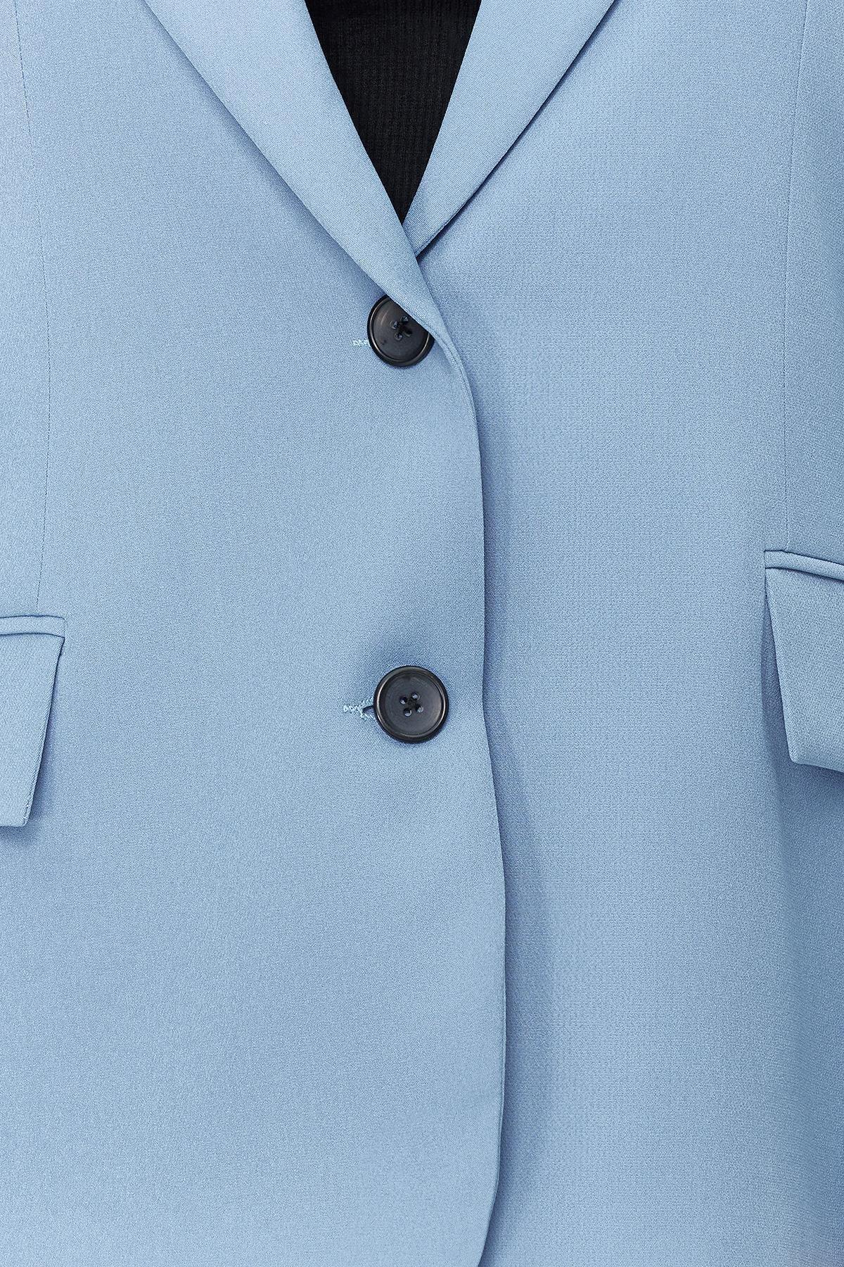 Blue Regular Lined Woven Blazer Jacket, , large image number 3