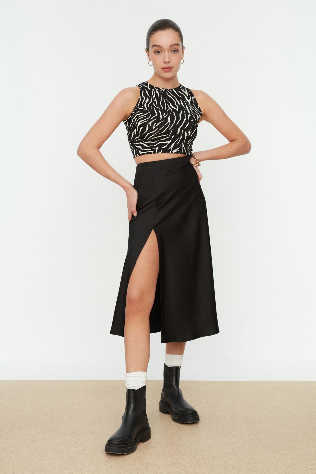 Black Animal Print Blouse, Black, large image number 2