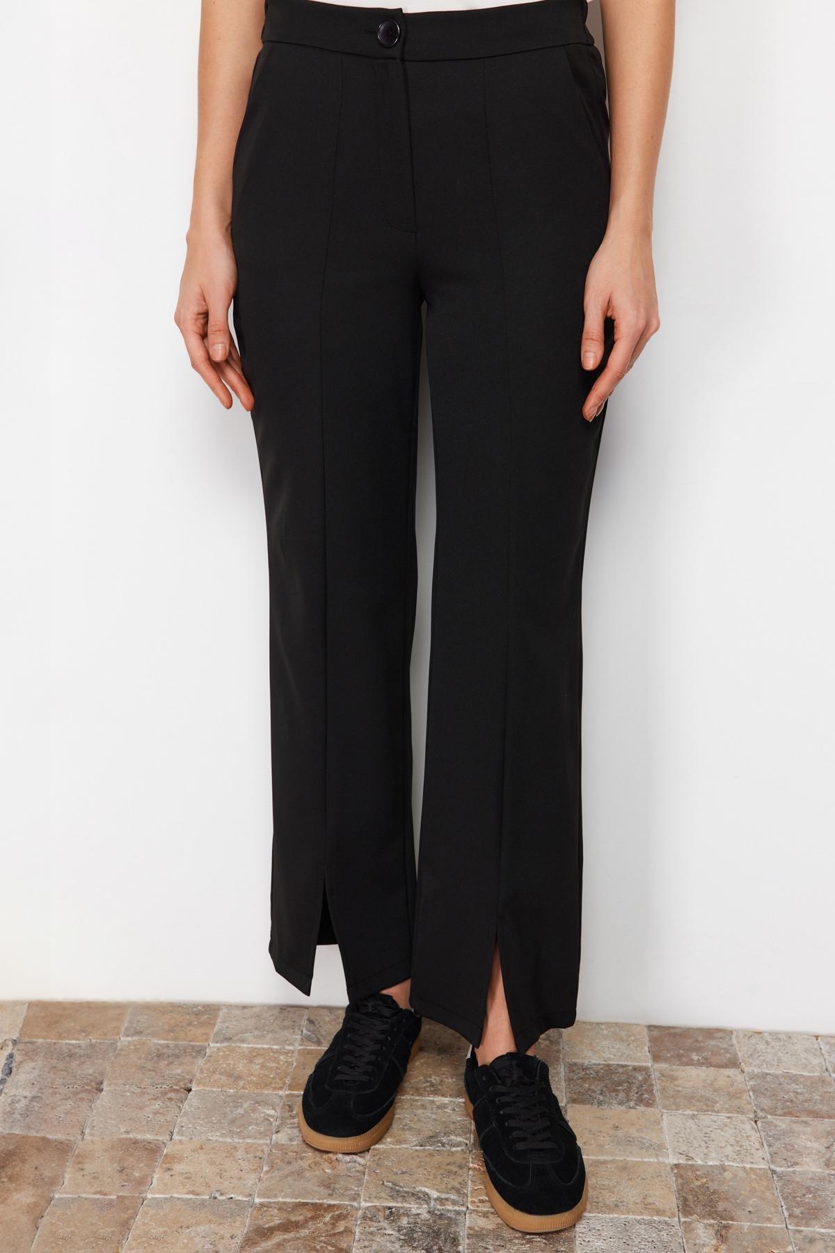 Black Straight Wide Leg Pants, , large image number 3