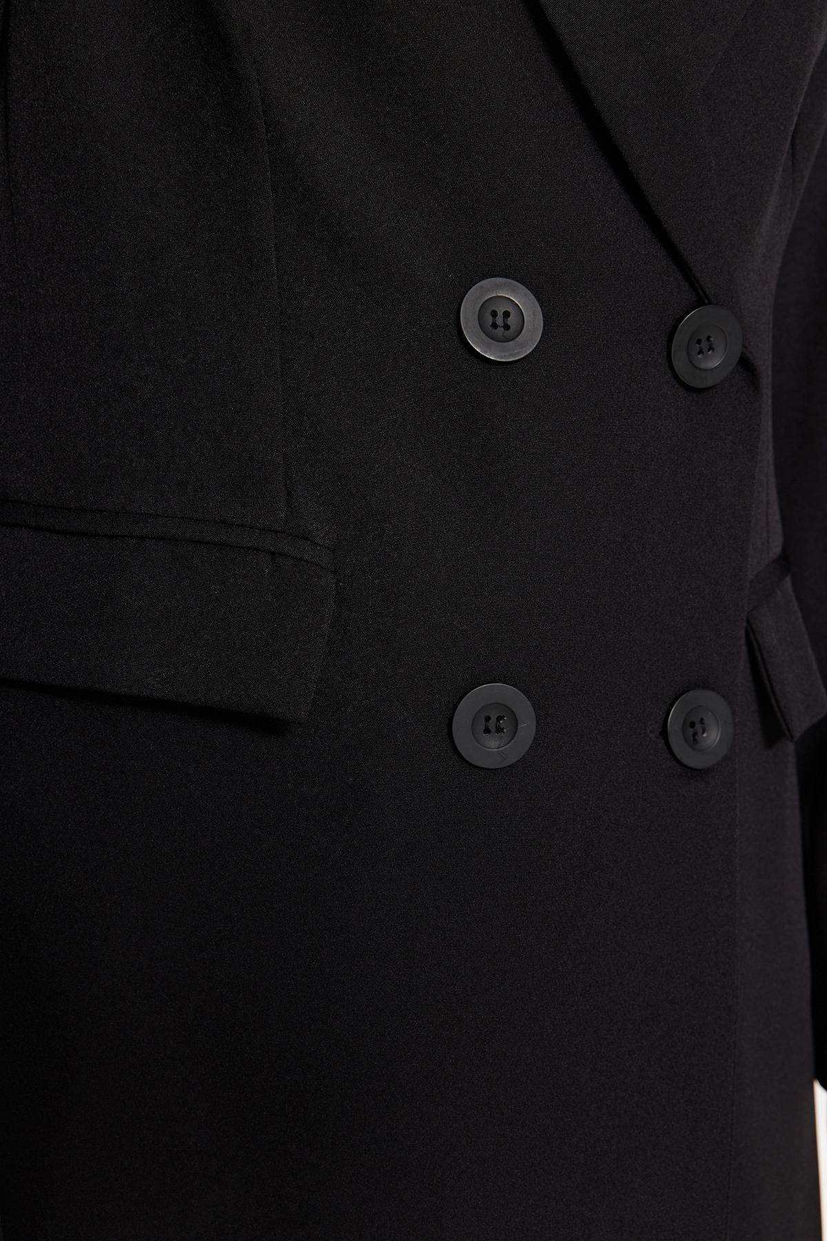 Black Regular Lapel Collar Jacket, , large image number 4