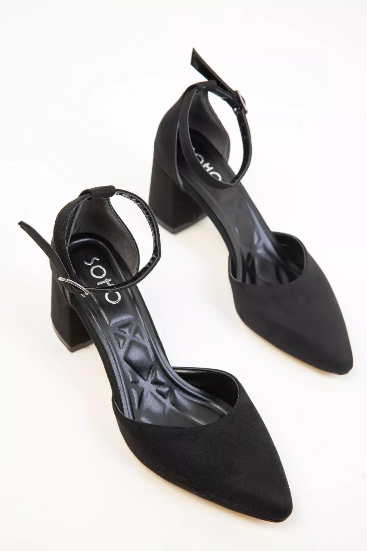Black Suede Classic Heeled Shoes, , large image number 1