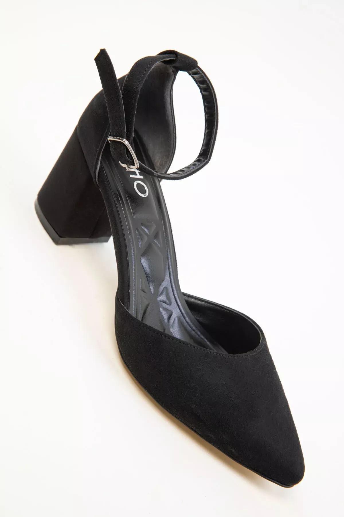 Black Suede Classic Heeled Shoes, , large image number 3
