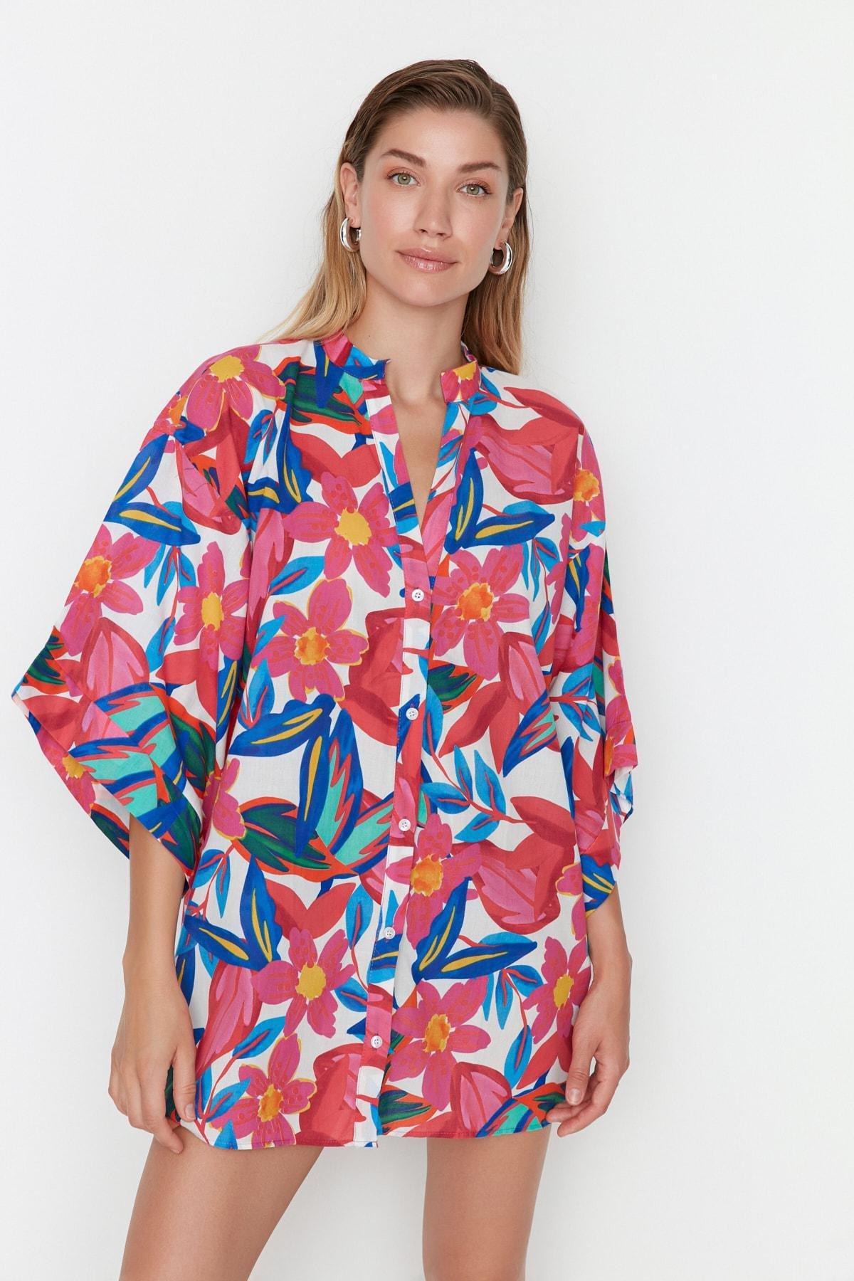 Multicolour Floral Shirt Dress, , large image number 0