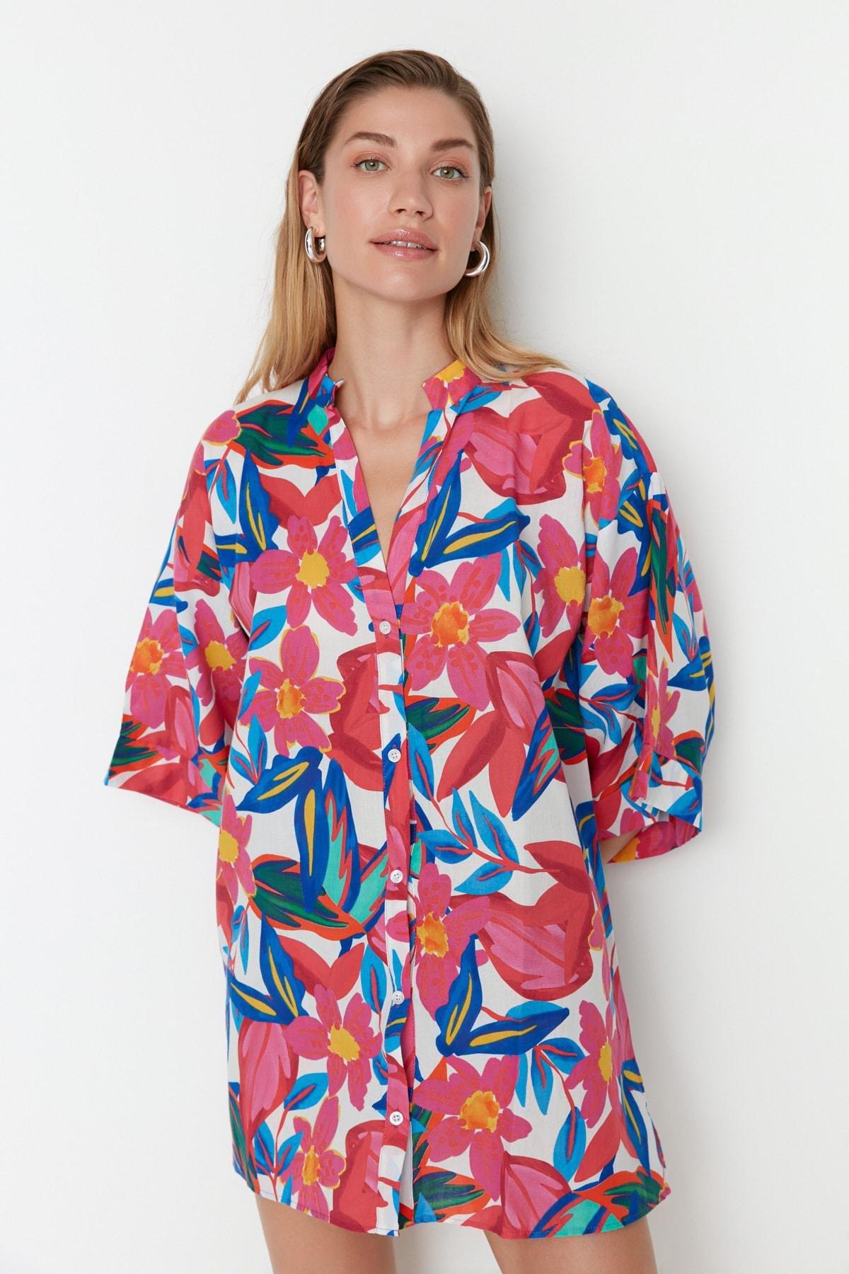 Multicolour Floral Shirt Dress, , large image number 3