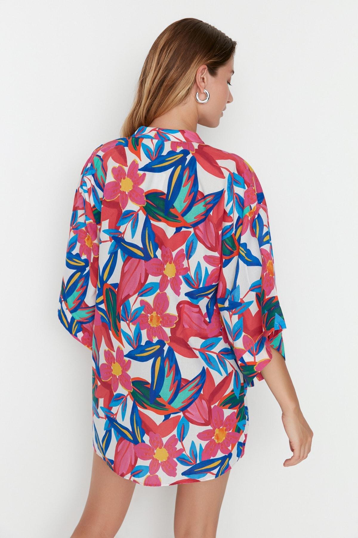 Multicolour Floral Shirt Dress, , large image number 4