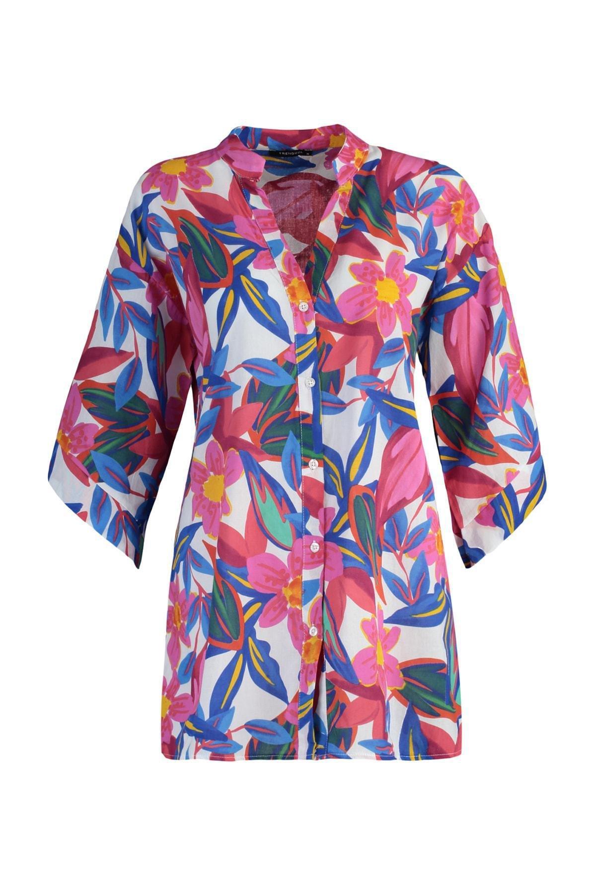 Multicolour Floral Shirt Dress, , large image number 5