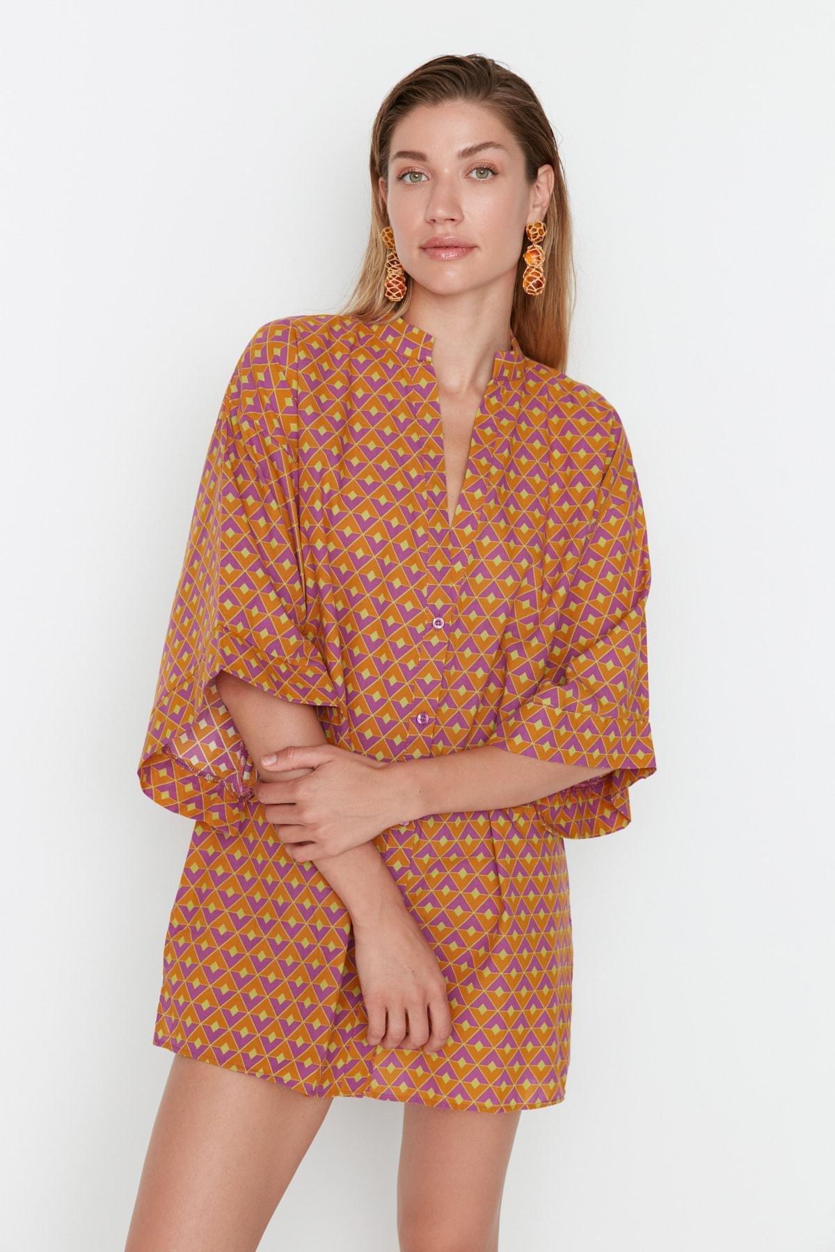 Yellow Floral Shirt Dress, , large image number 2