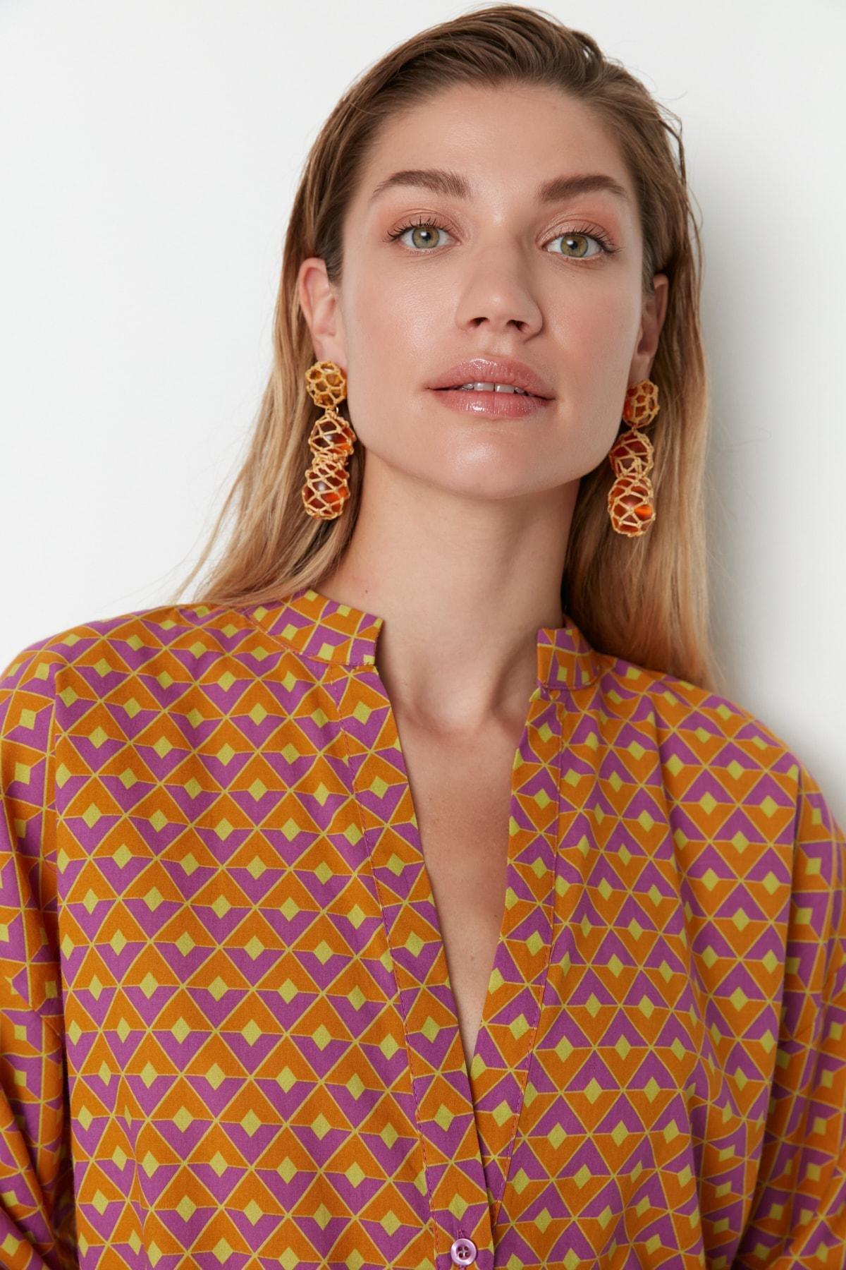 Yellow Floral Shirt Dress, , large image number 6