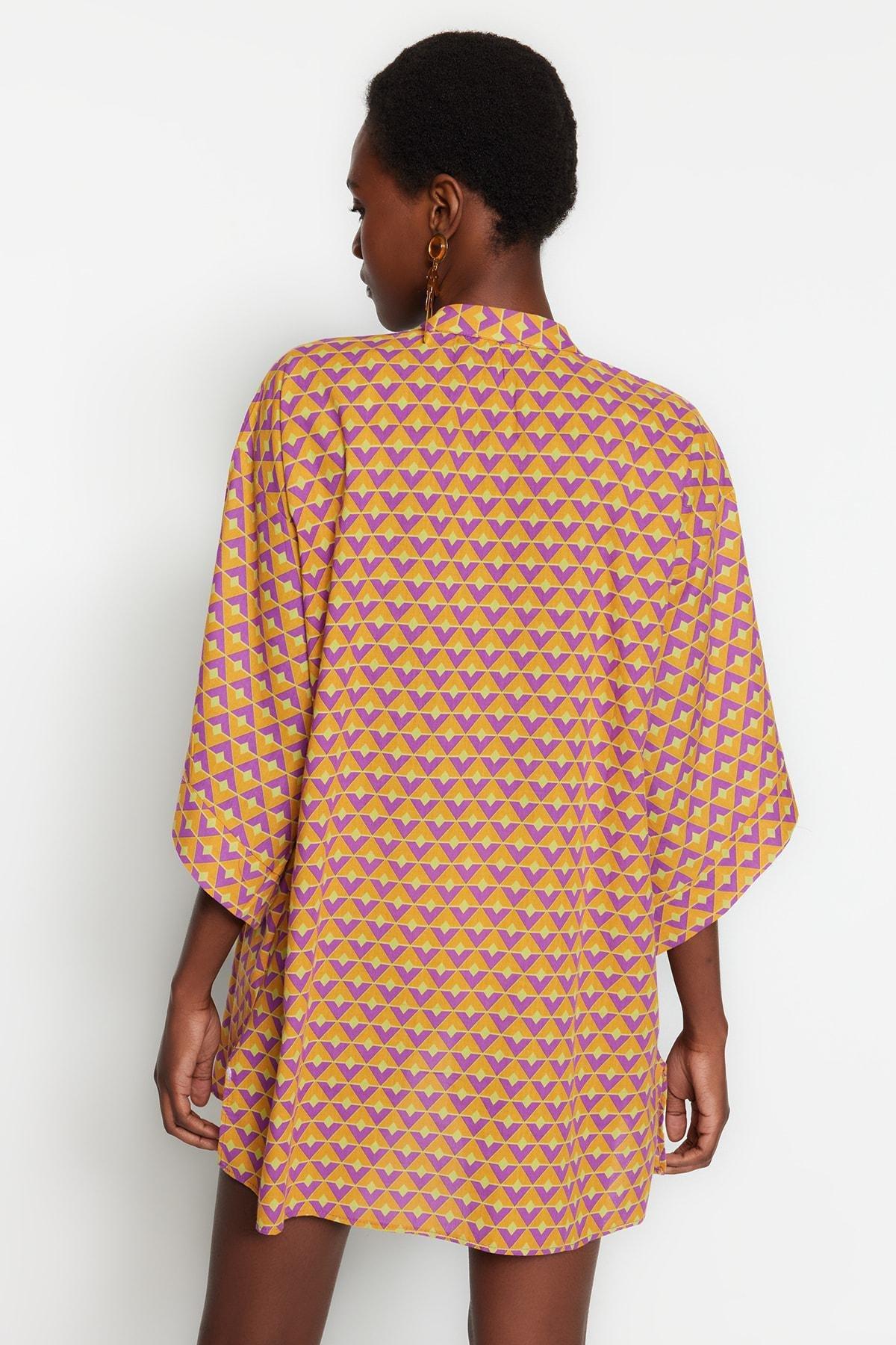 Yellow Floral Shirt Dress, , large image number 8