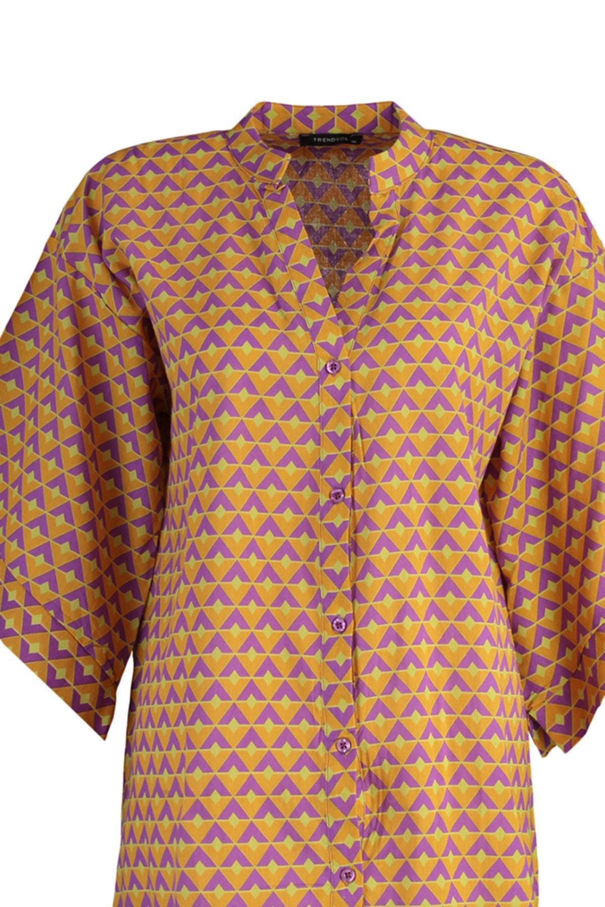 Trendyol - Yellow Floral Shirt Dress