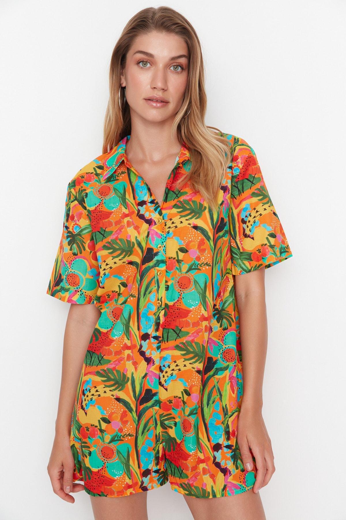 Orange Floral Jumpsuit, , medium