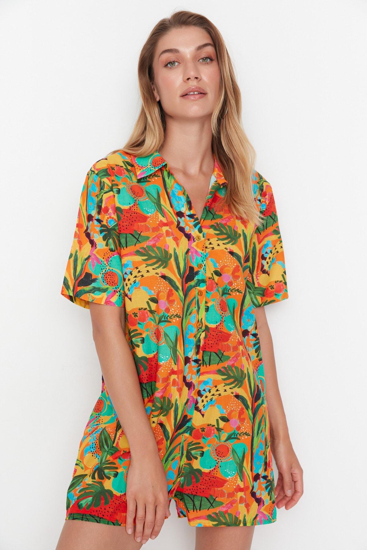 Trendyol - Orange Floral Jumpsuit