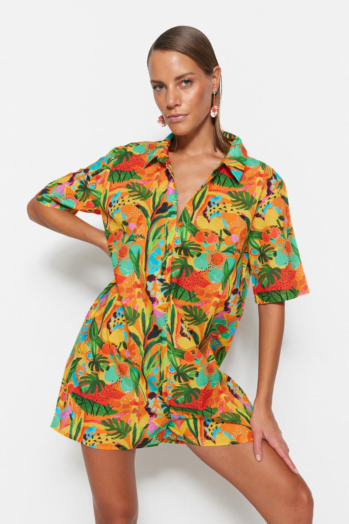 Trendyol - Orange Floral Jumpsuit