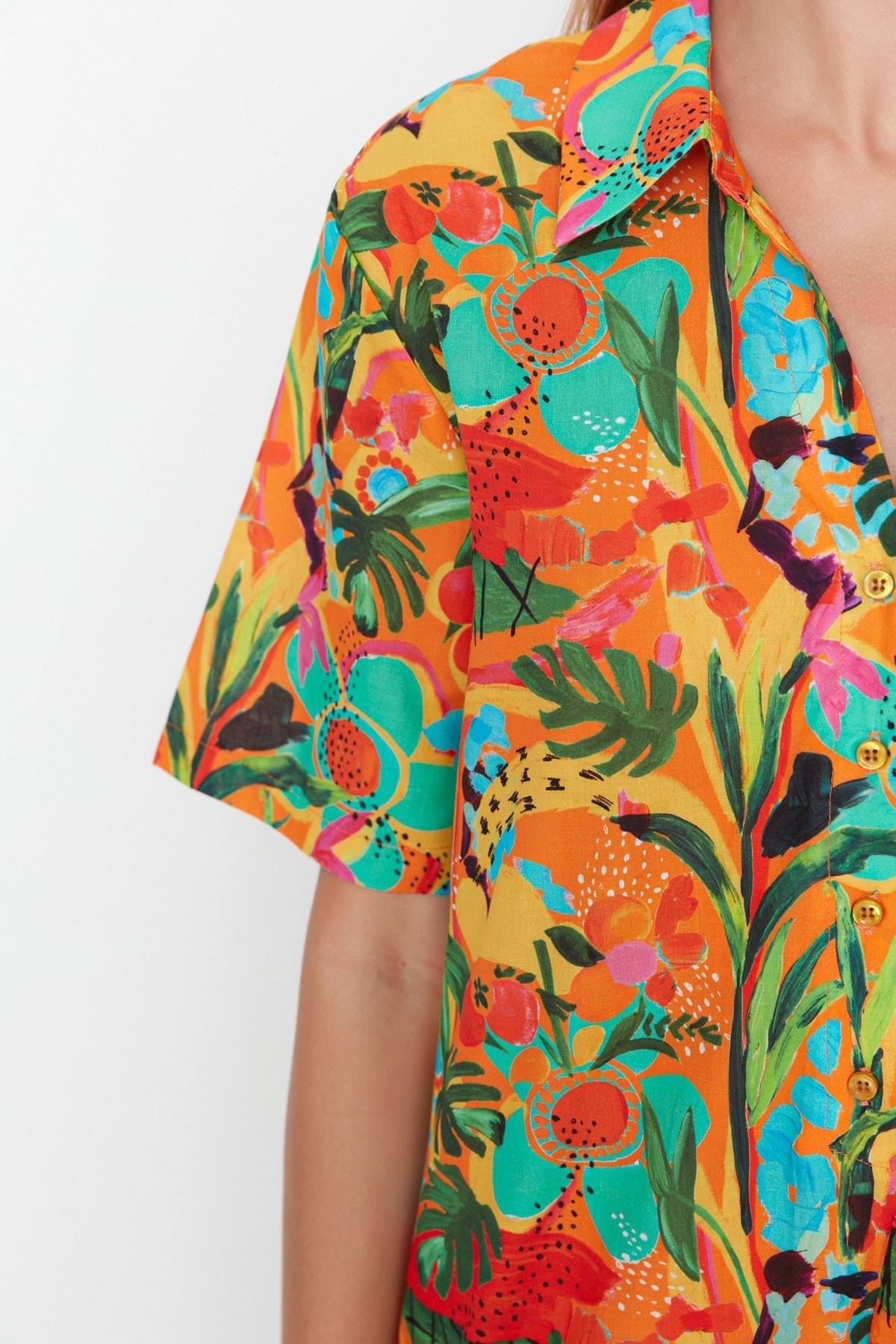 Trendyol - Orange Floral Jumpsuit