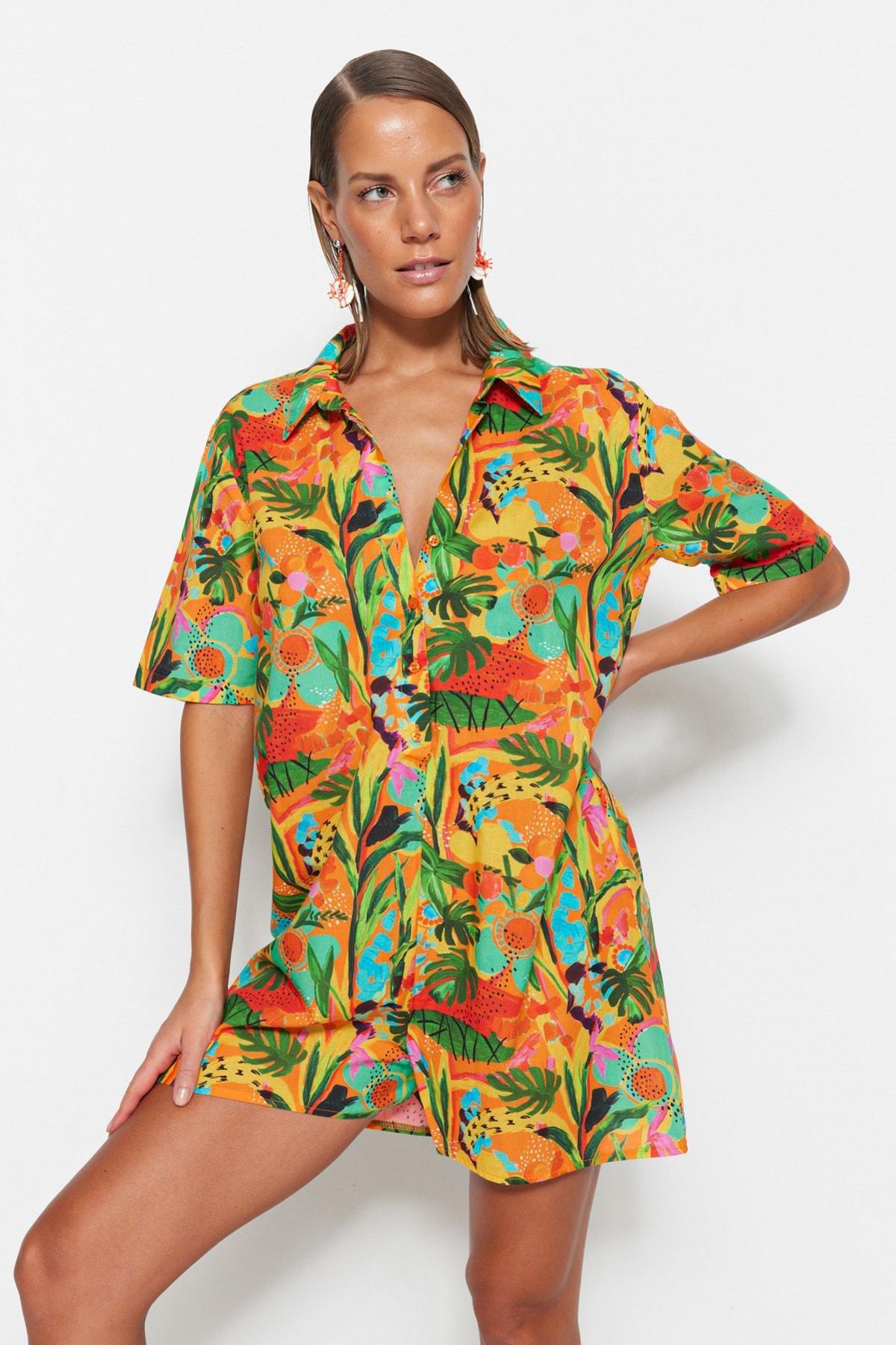 Trendyol - Orange Floral Jumpsuit