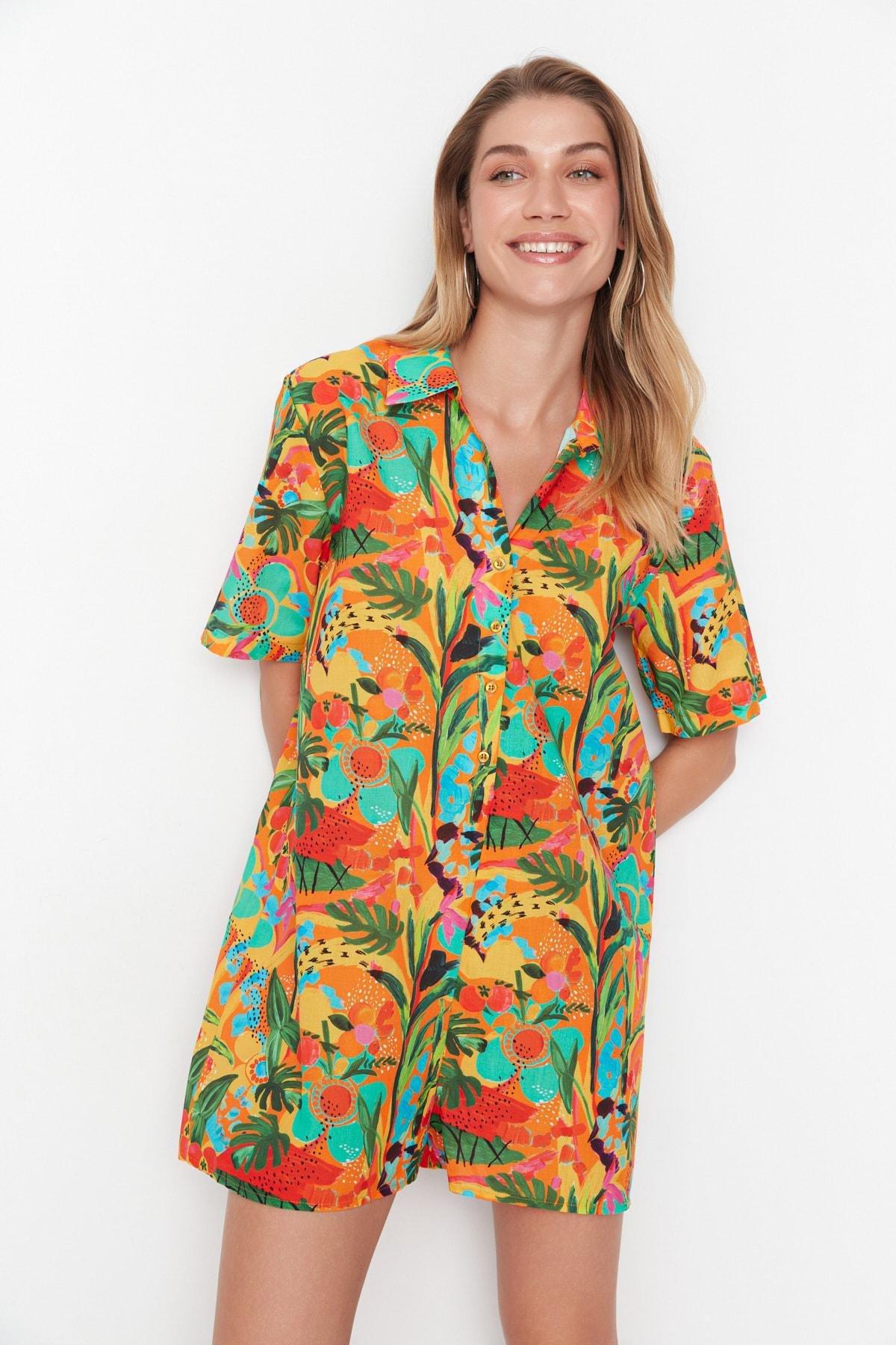Orange Floral Jumpsuit, , large image number 6
