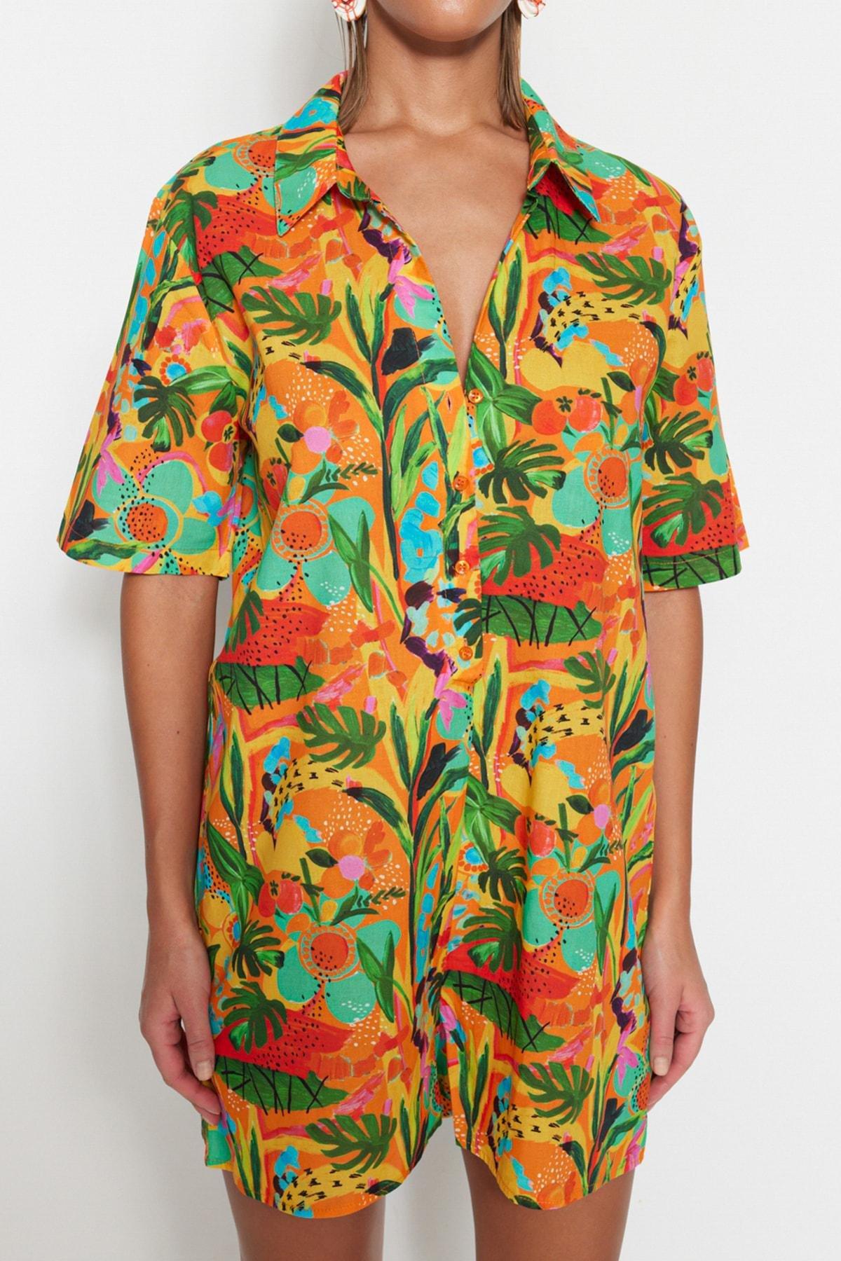 Trendyol - Orange Floral Jumpsuit