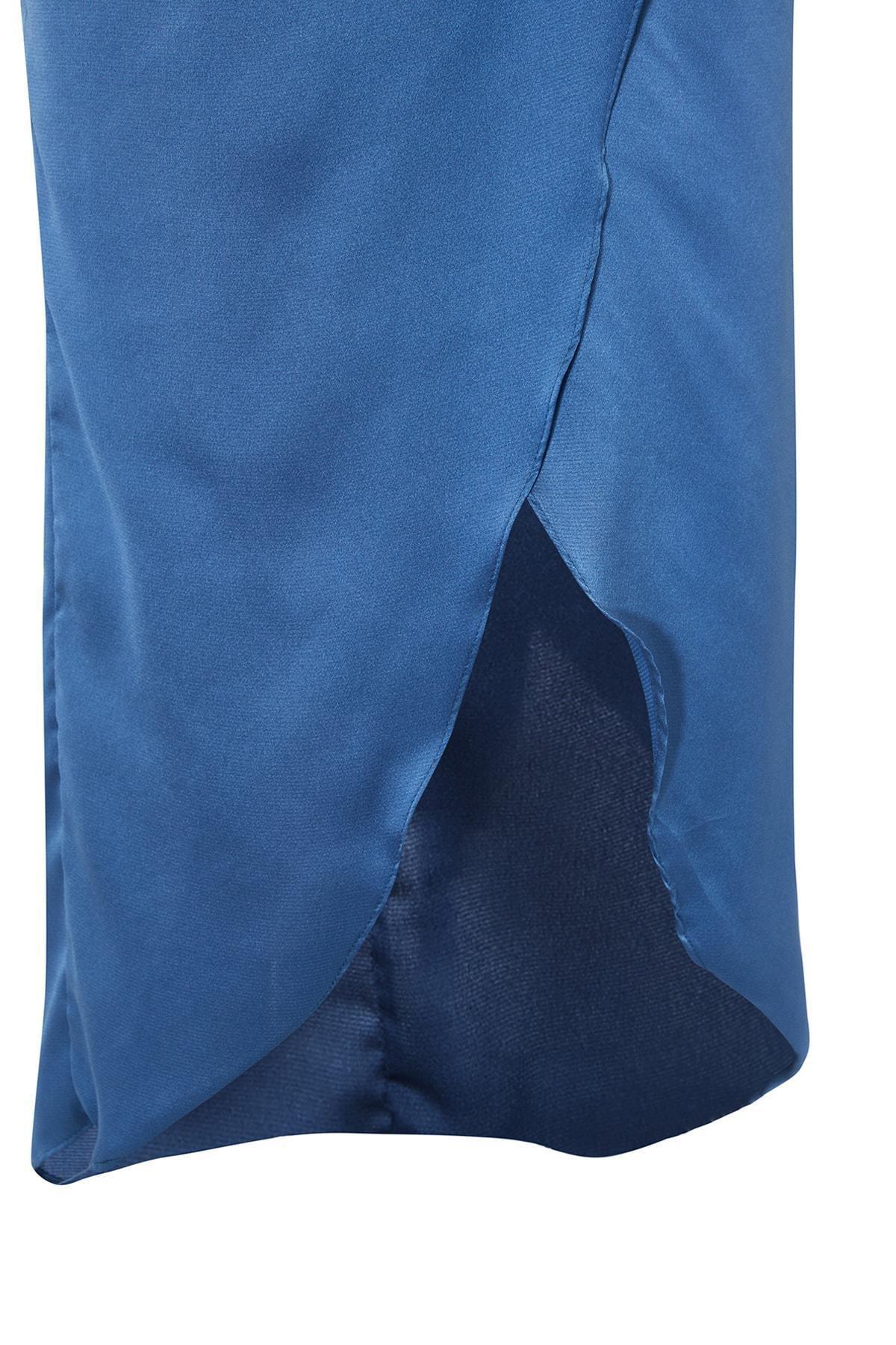 Blue Wrapover Occasionwear Dress, , large image number 7