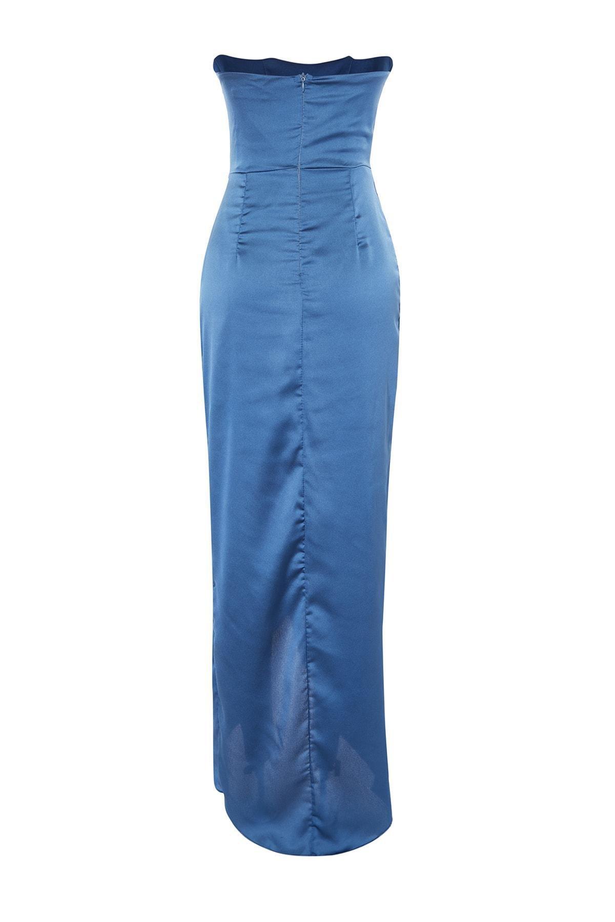 Blue Wrapover Occasionwear Dress, , large image number 8