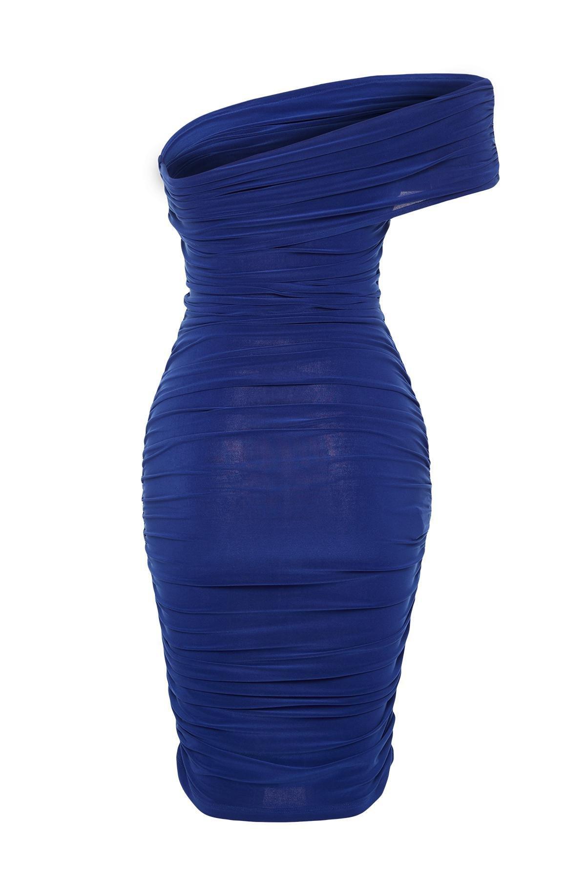 Navy Knitted Occasionwear Dress, Sax, large image number 6