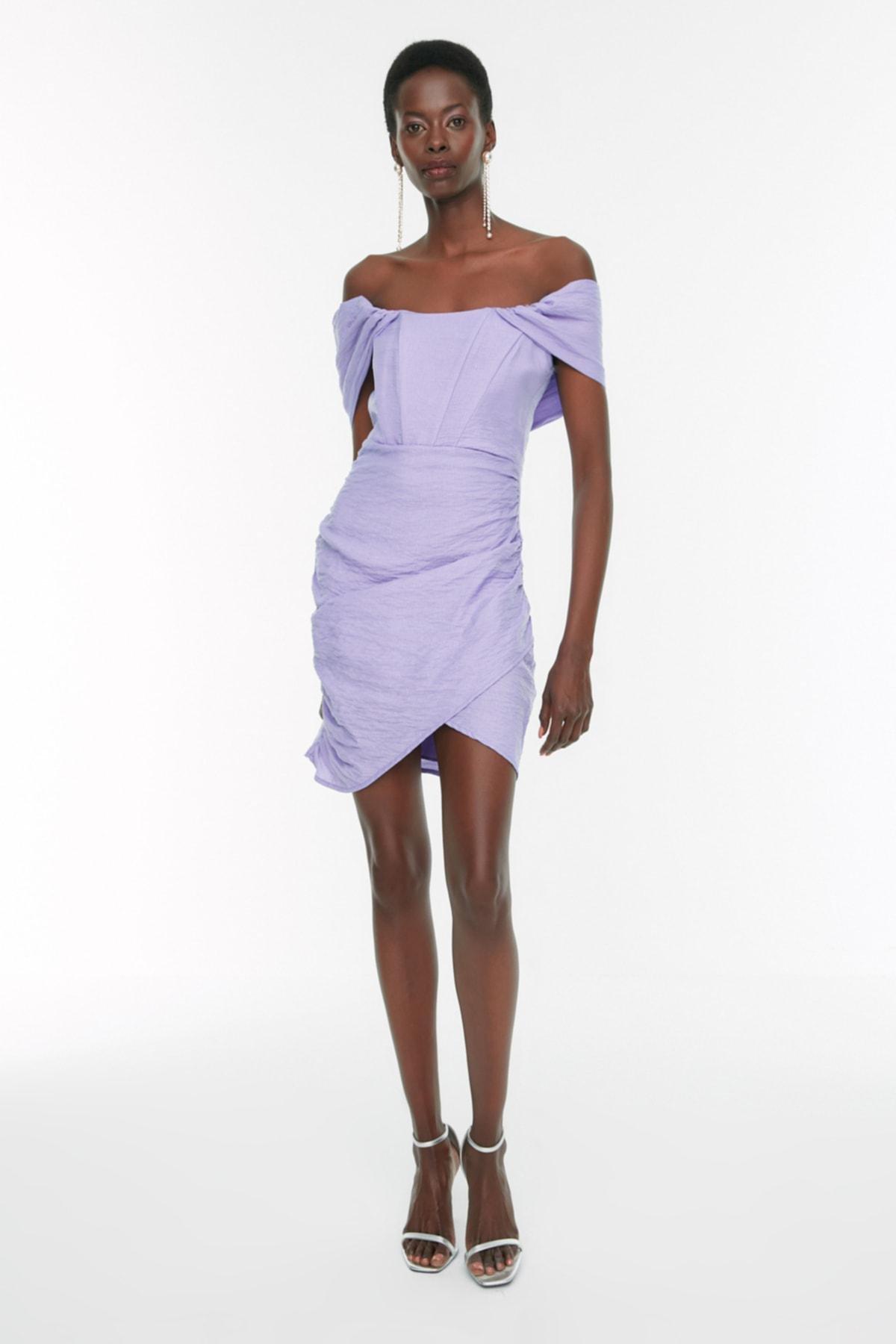 Purple Flute Sleeve Bodycon Dress, , large image number 5